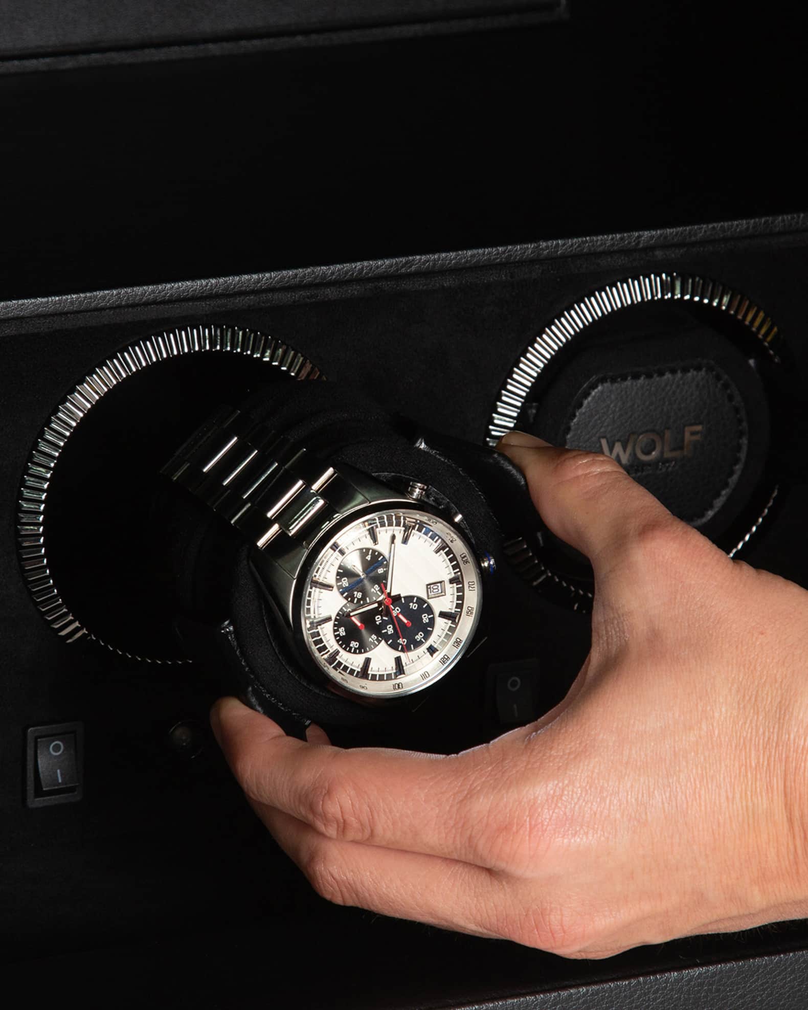WOLF The Den 4 Piece Watch Winder Safe Neiman Marcus