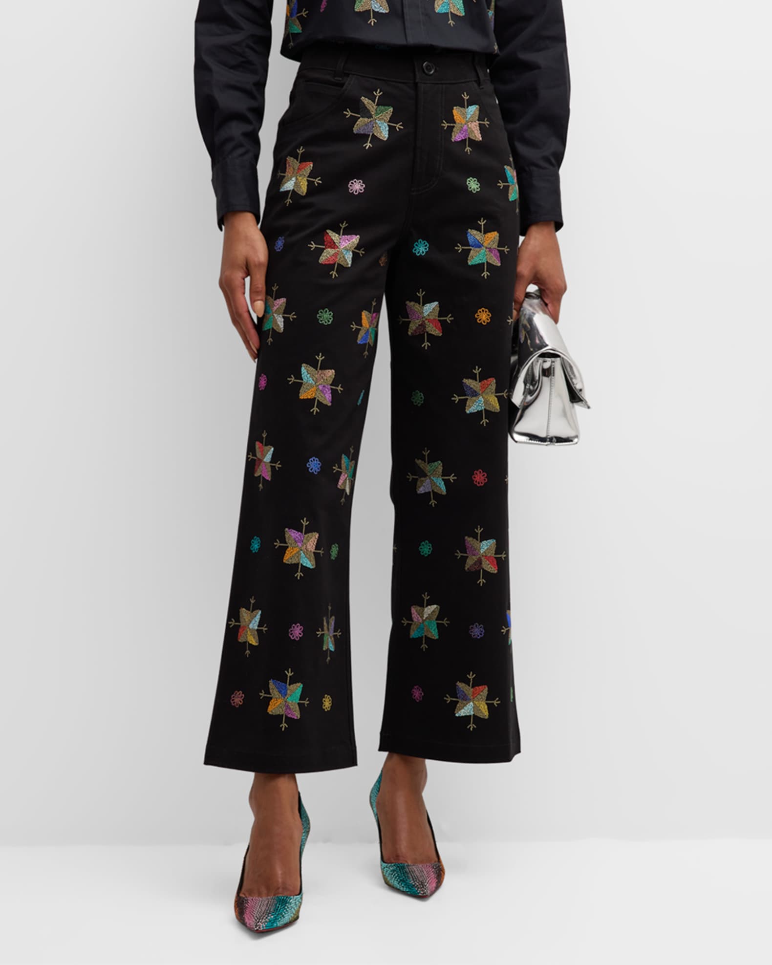 Atlas Mountains Embellished Wide-Leg Ankle Pants 1
