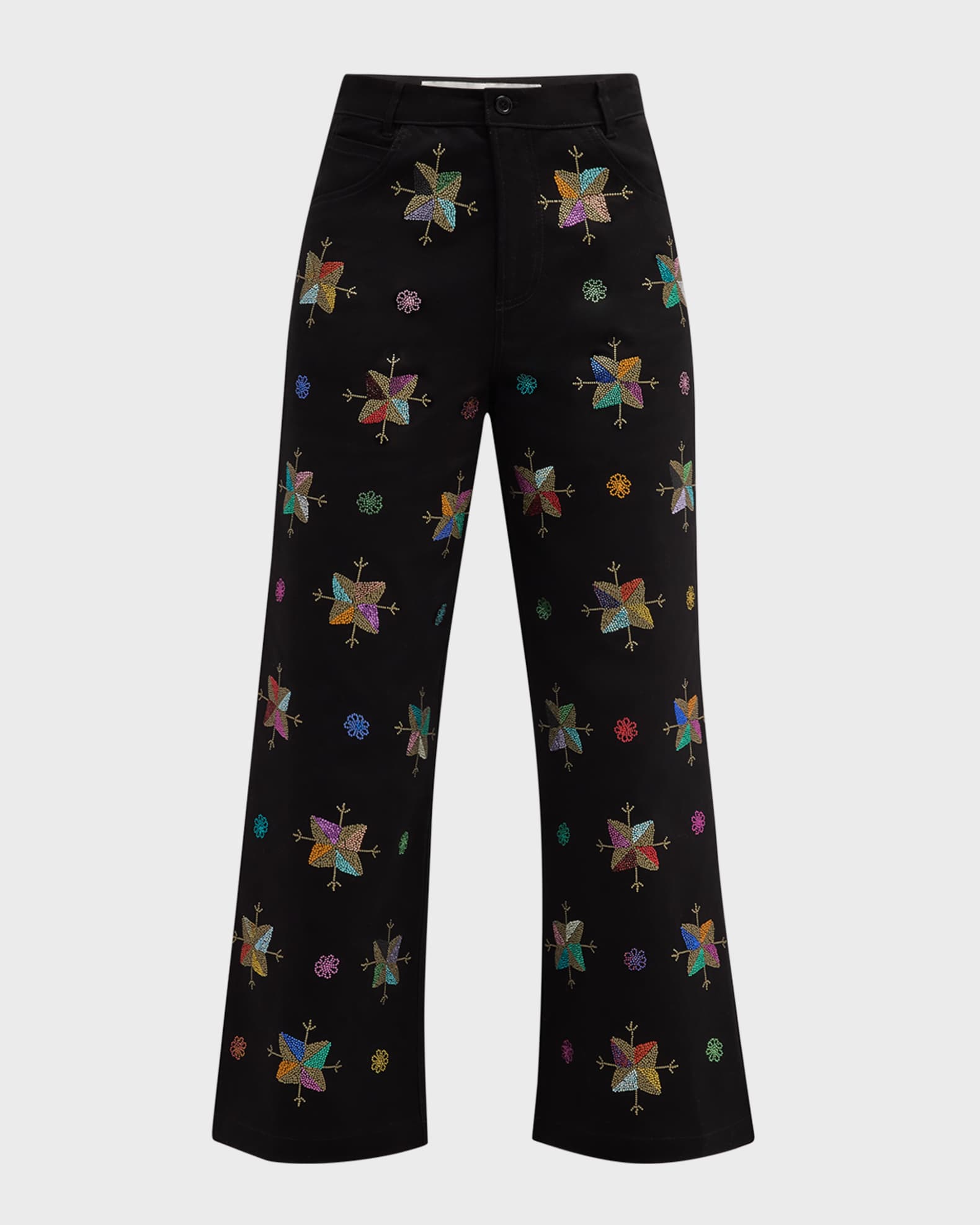 Atlas Mountains Embellished Wide-Leg Ankle Pants 0