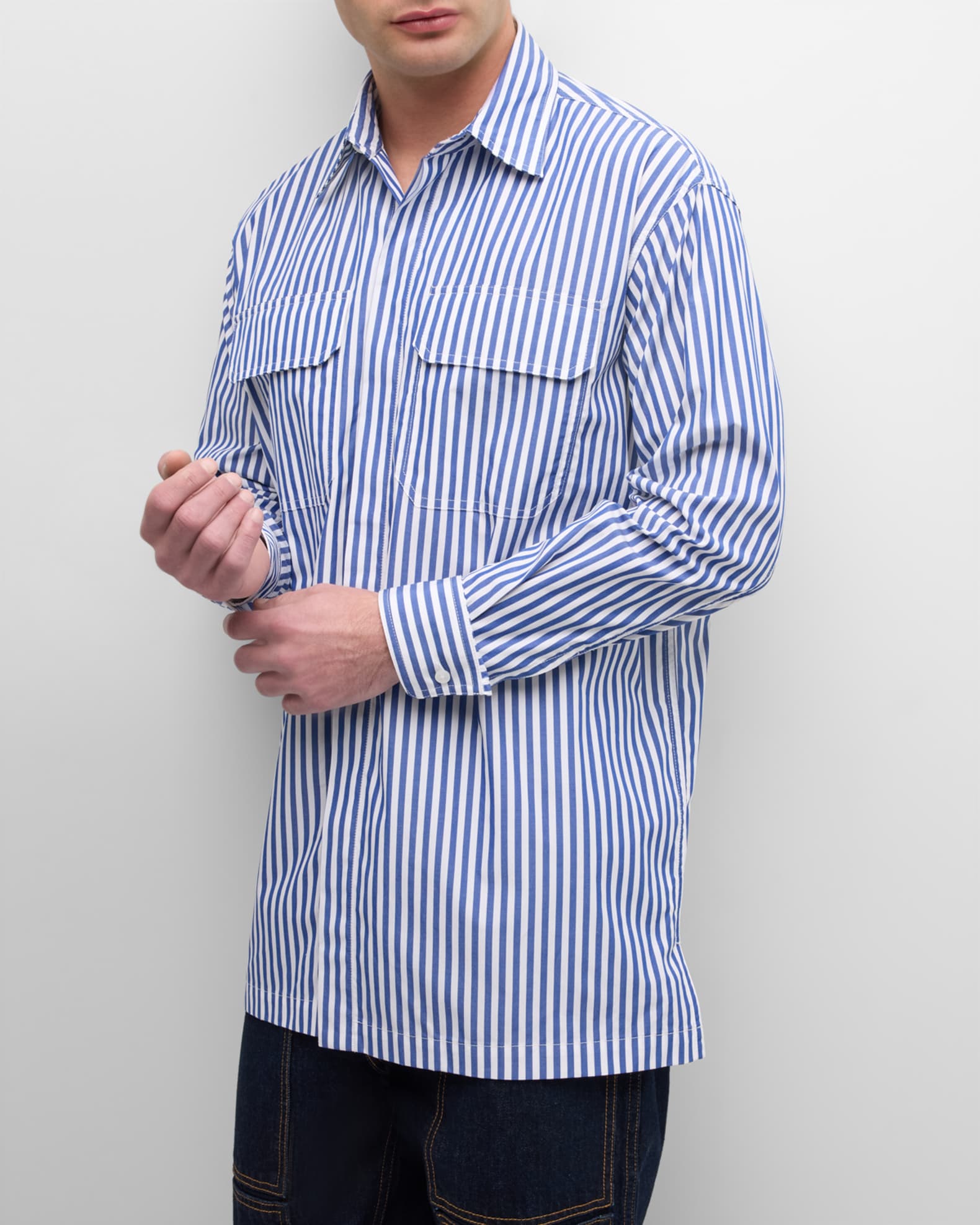 Men's Button-Down Shirt with Striped Detail main image 1