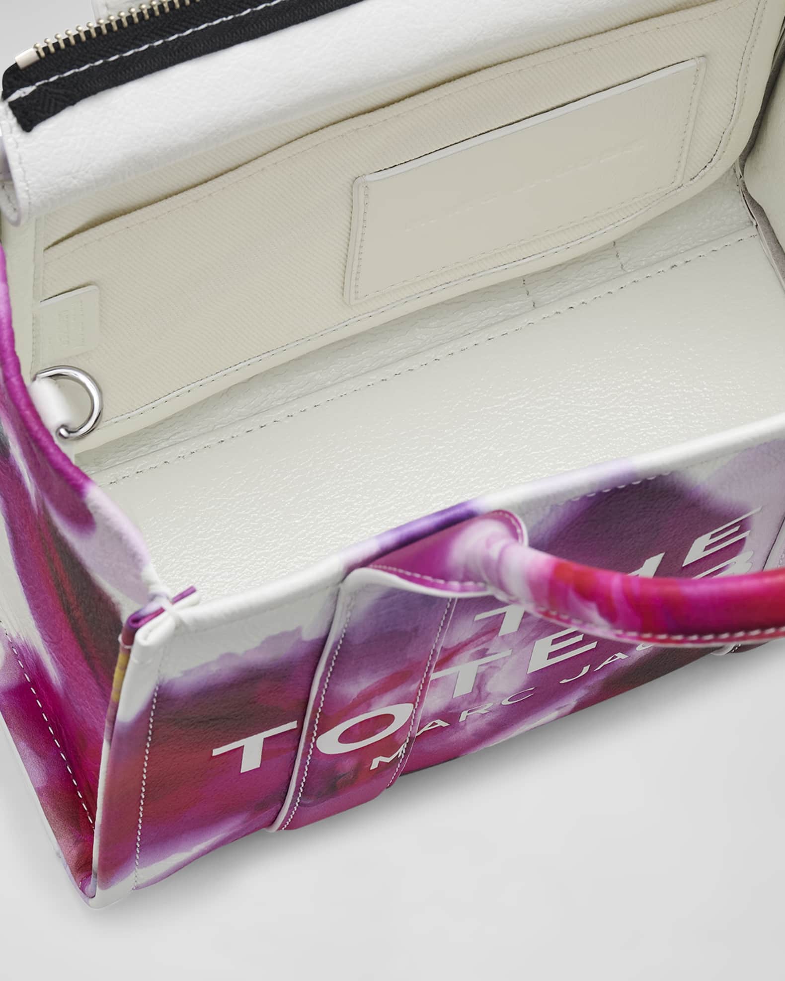 MARC JACOBS The Sack Future フローラル ミニ トートバッグ The Sack Future Floral Mini leather tote bag in white - Marc