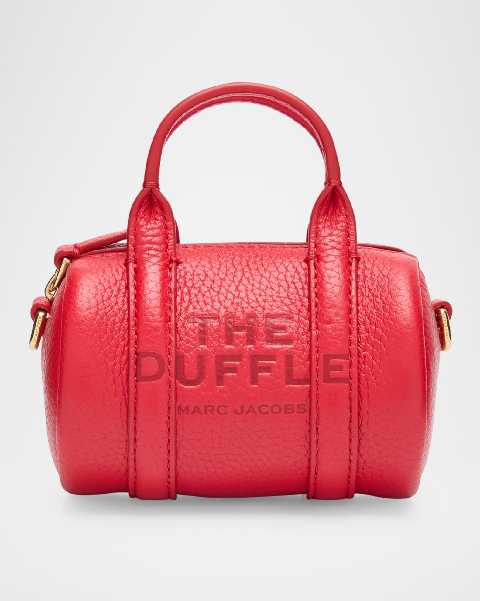 The Leather Nano Duffle Crossbody Bag in True Red