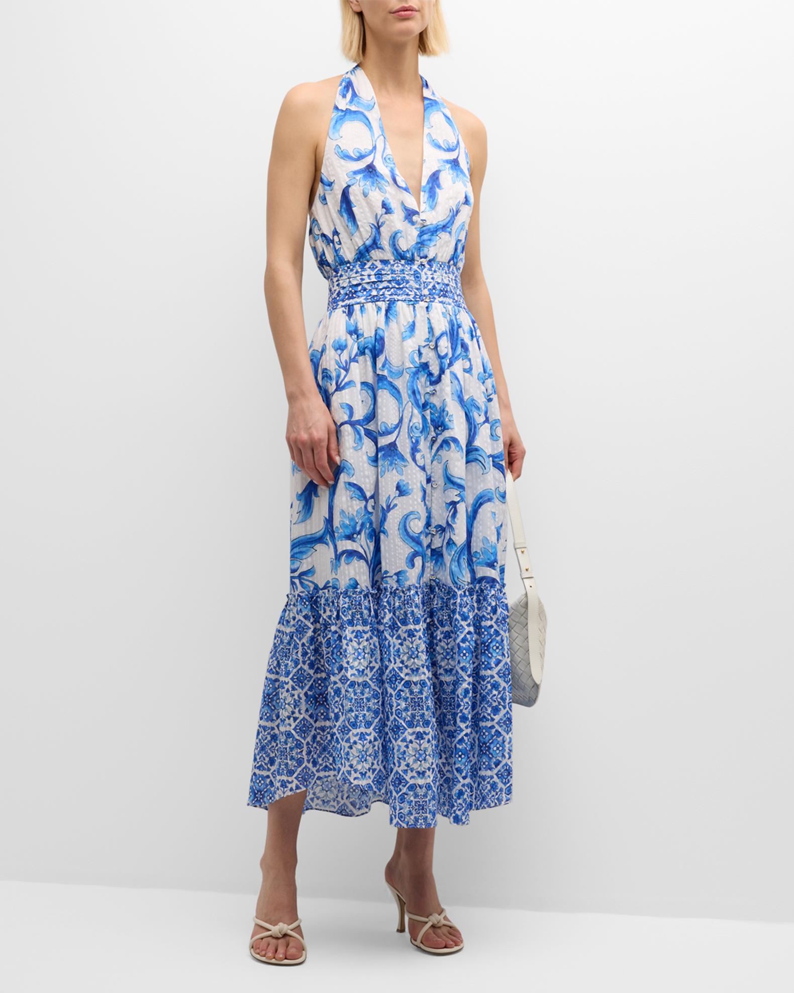 ramy brook halter dress Tatiana Printed Silk Halter Gown in fiesta multi