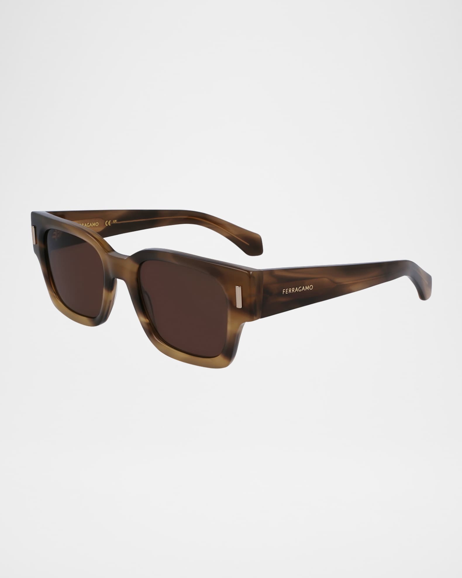 Ferragamo Men's Rivets Acetate Rectangle Sunglasses, 52mm | Neiman