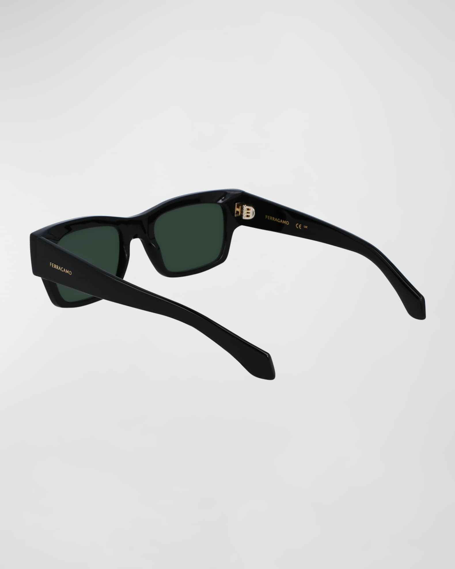 Ferragamo Men s Rivets Acetate Rectangle Sunglasses 53mm Neiman Marcus