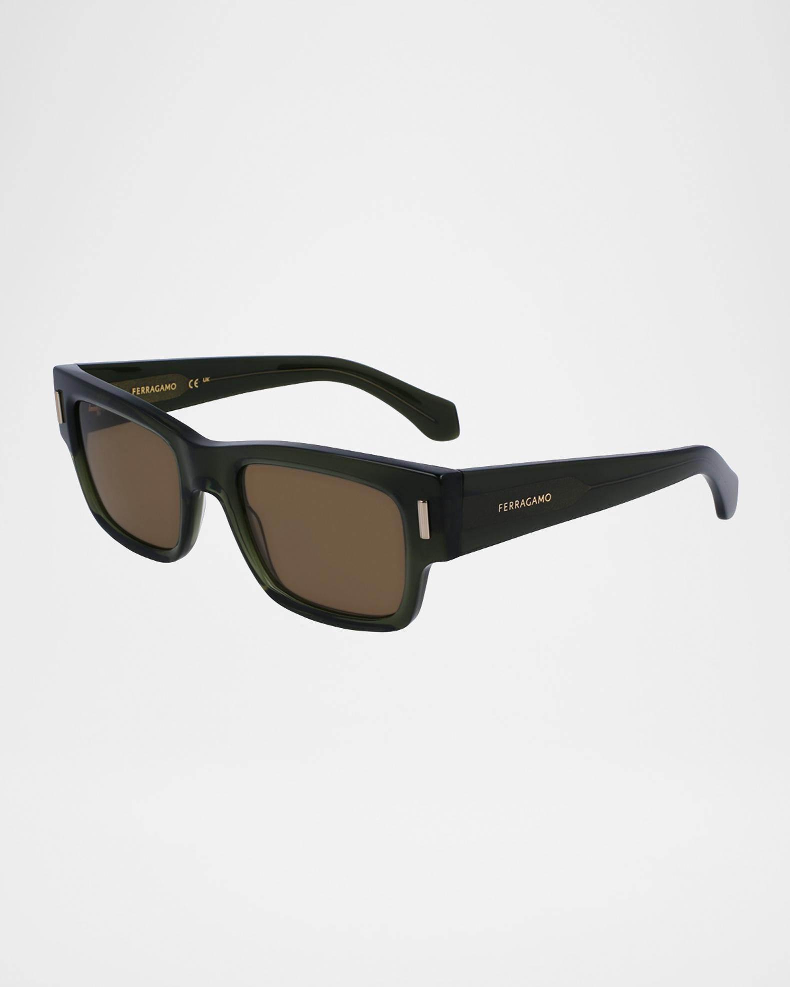 FERRAGAMO Men's Rivets Acetate Rectangle Sunglasses, 53mm | Neiman