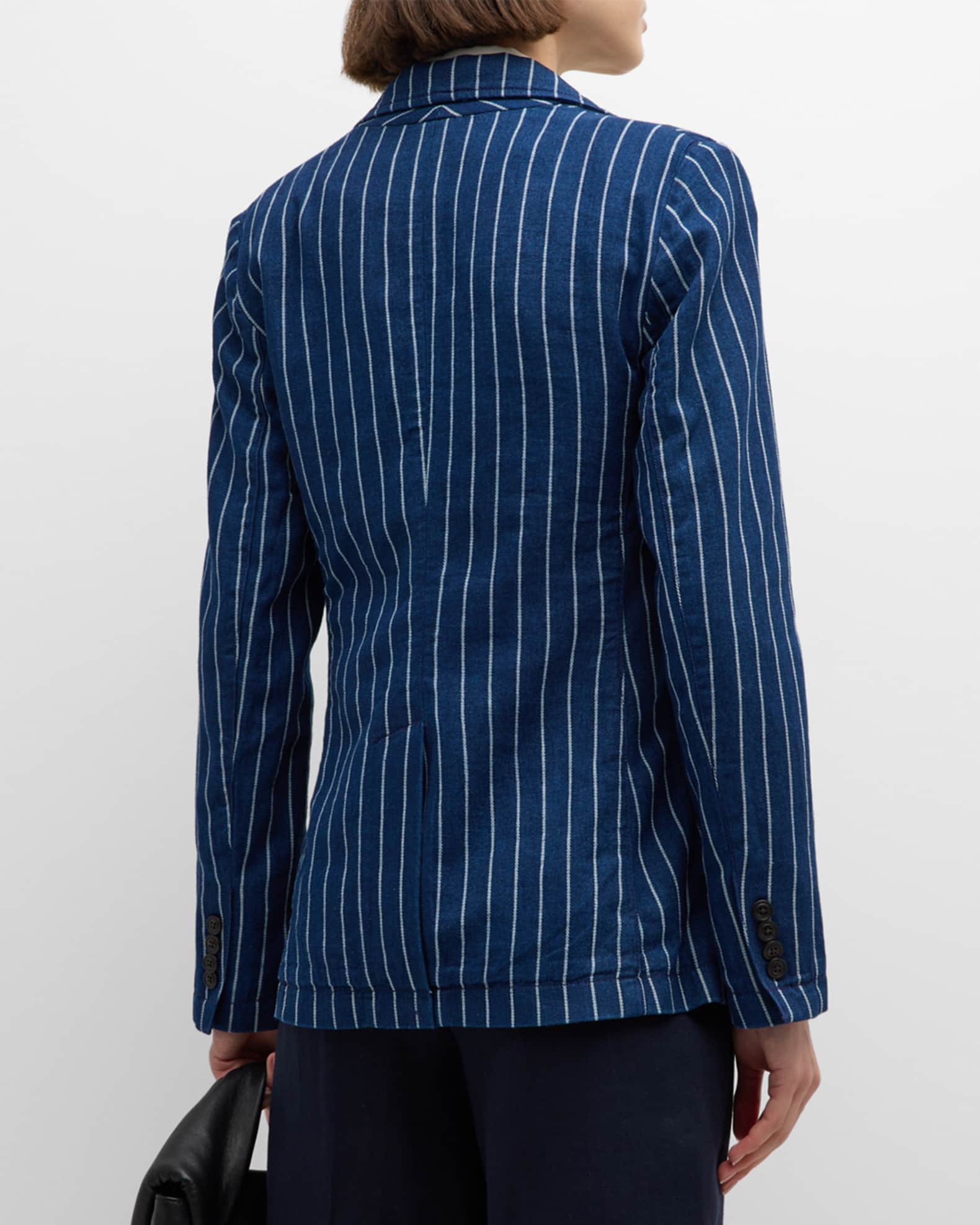 Part Two Alita Pinstripe Linen Blazer, Blue Nights