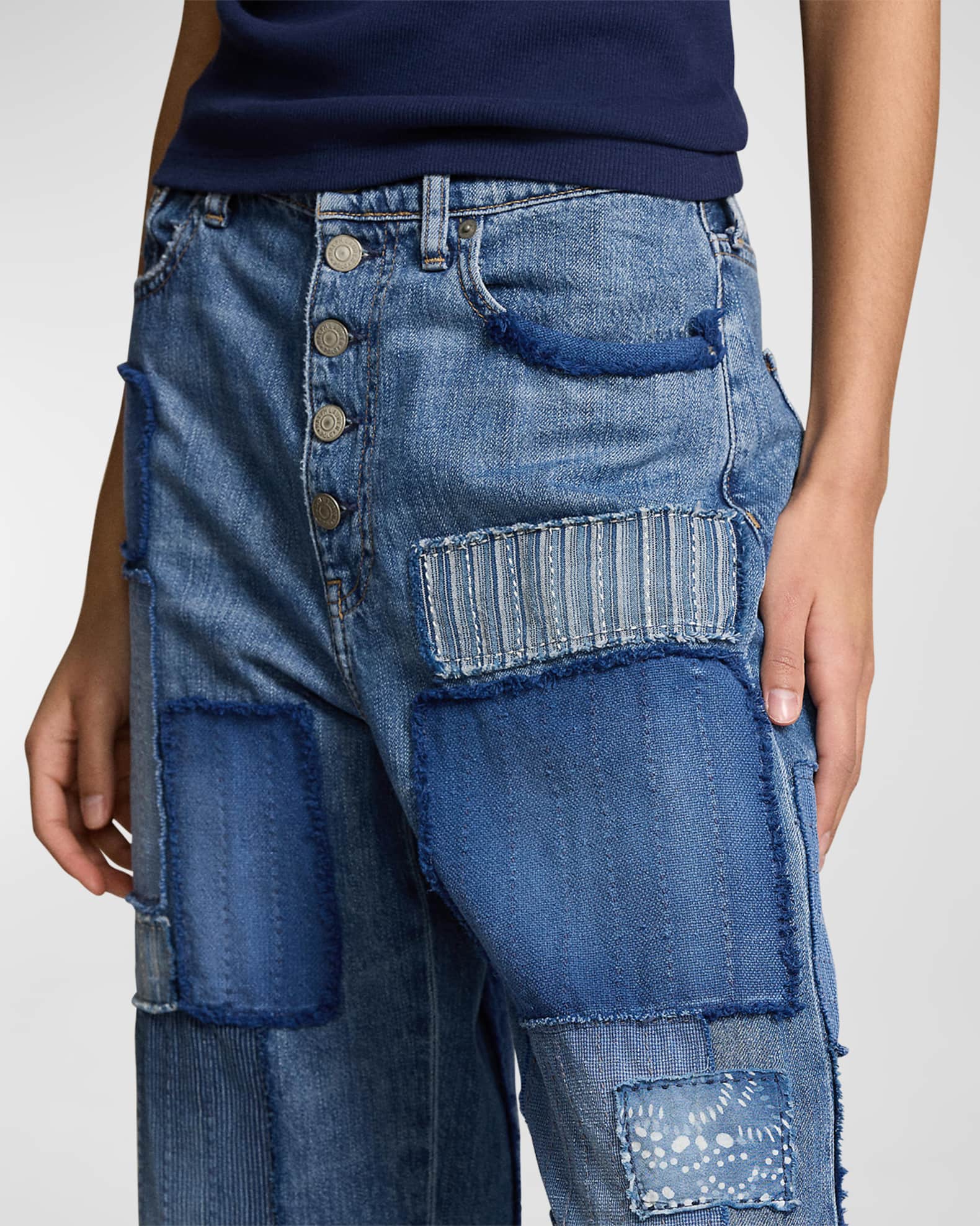 Ralph Lauren Women's Cropped Wide Leg Jeans Blue Size 12 main image 1