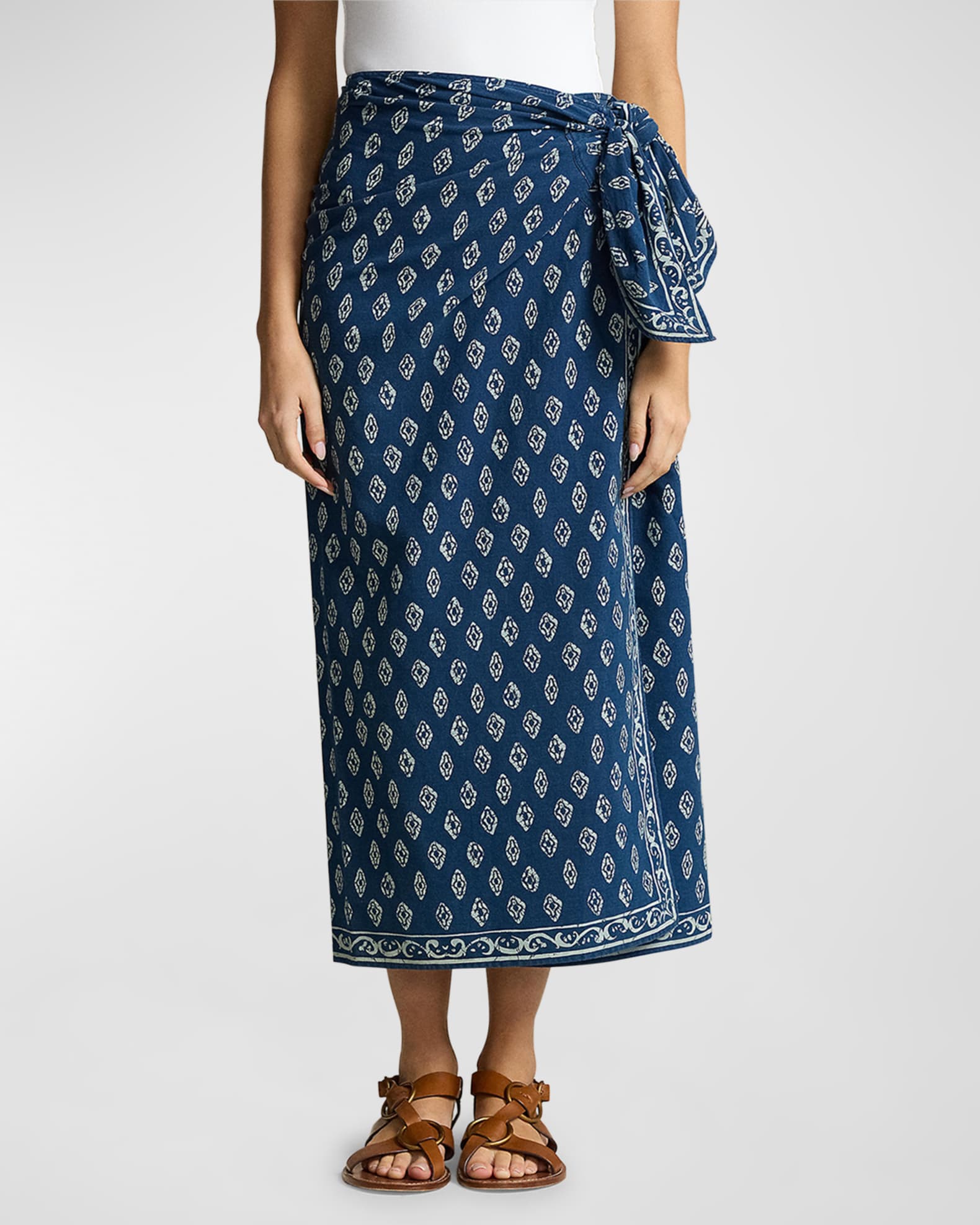 Printed Cotton Wrap Skirt