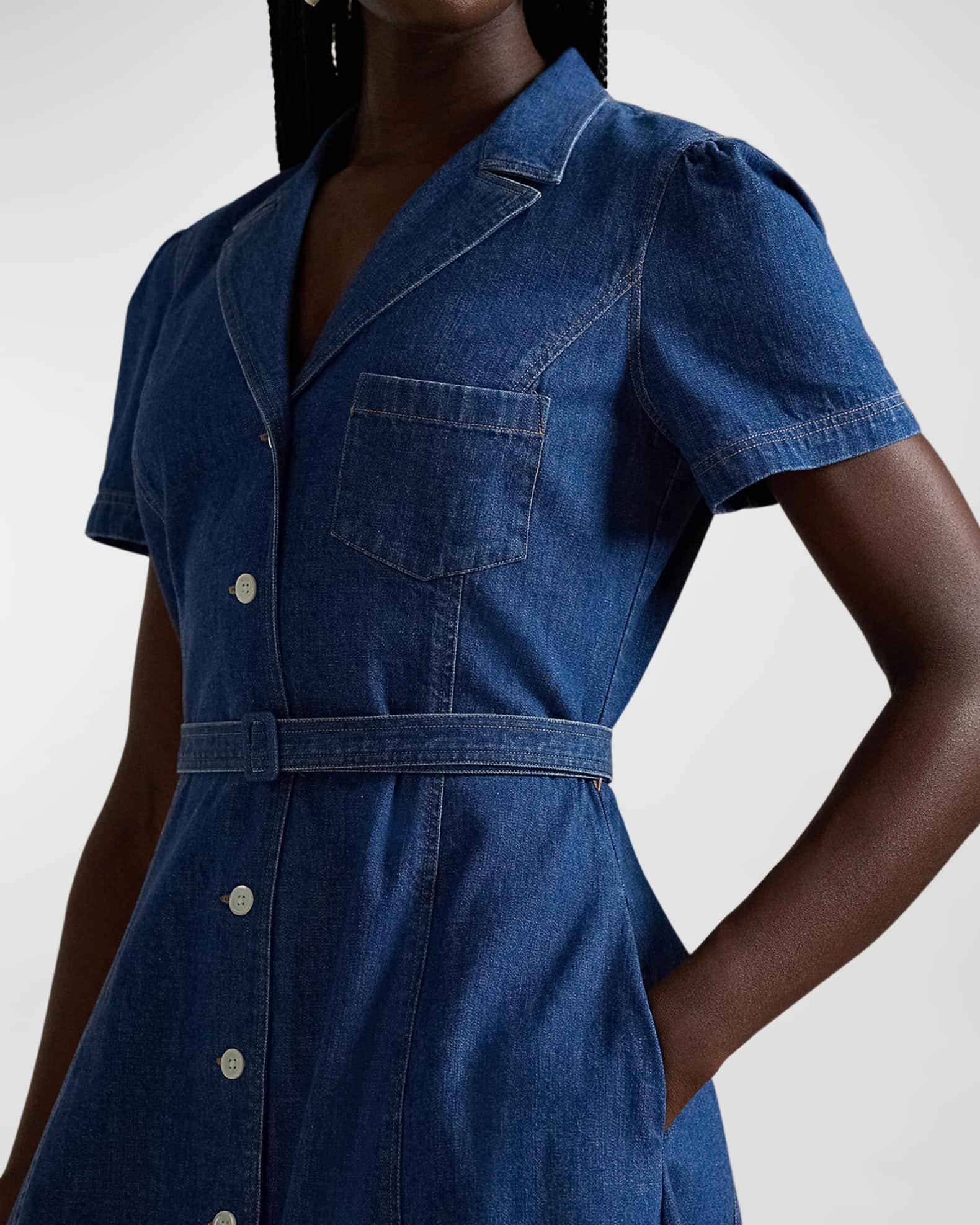 Denim polo dress store