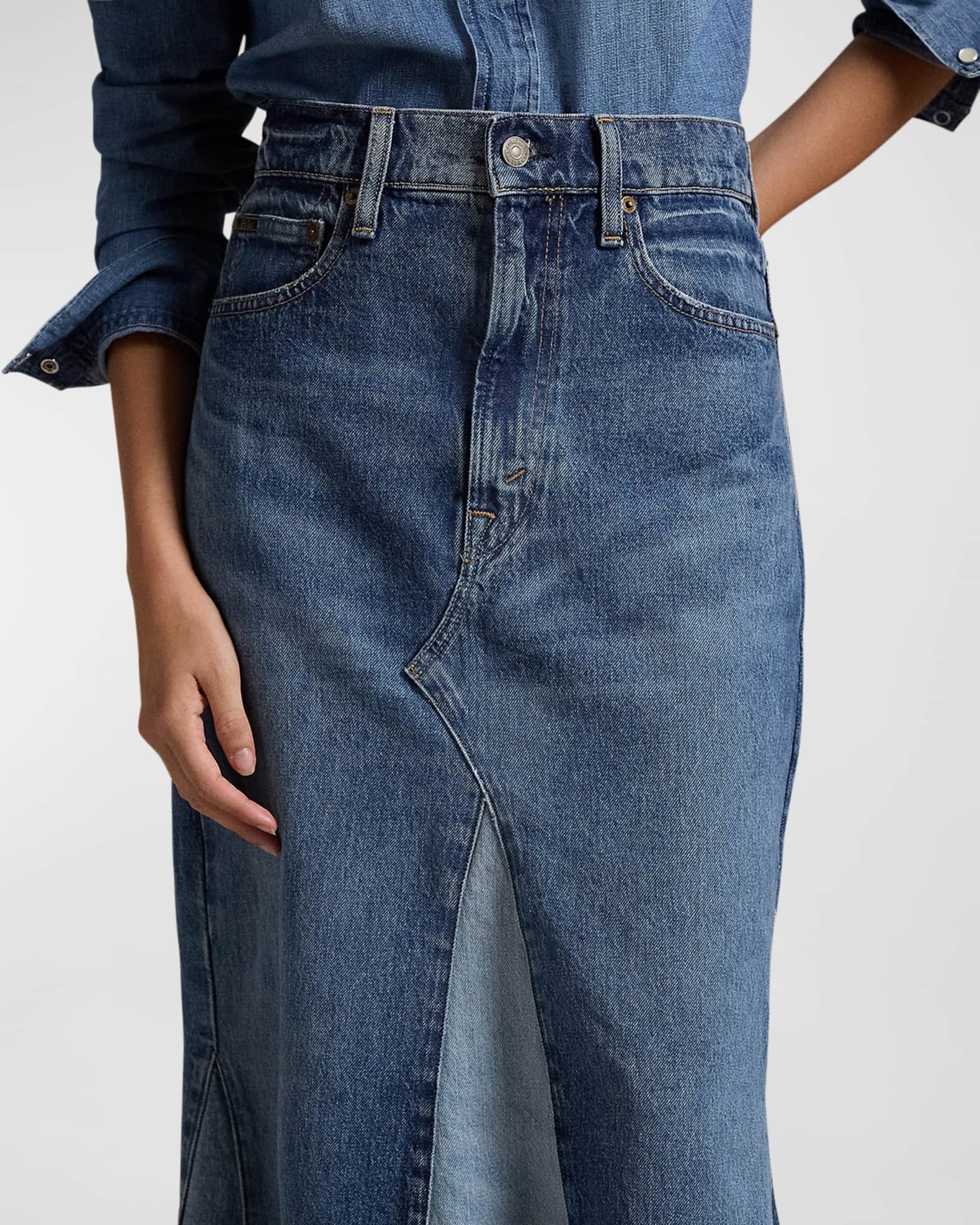 Deconstructed Patchwork Denim Skirt