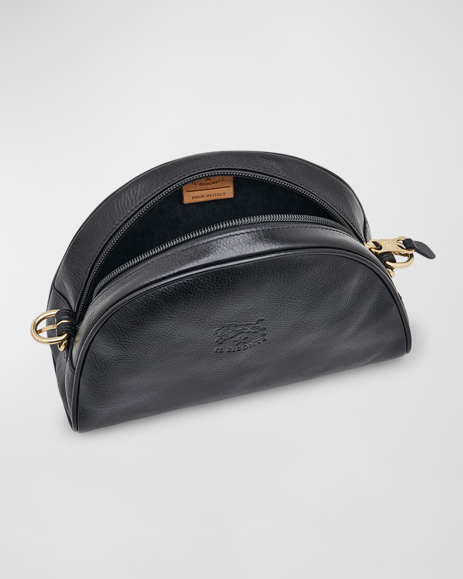 IL BISONTE 本革 パース 黒 Il Bisonte Classic Zip Leather Crossbody Bag | Neiman Marcus