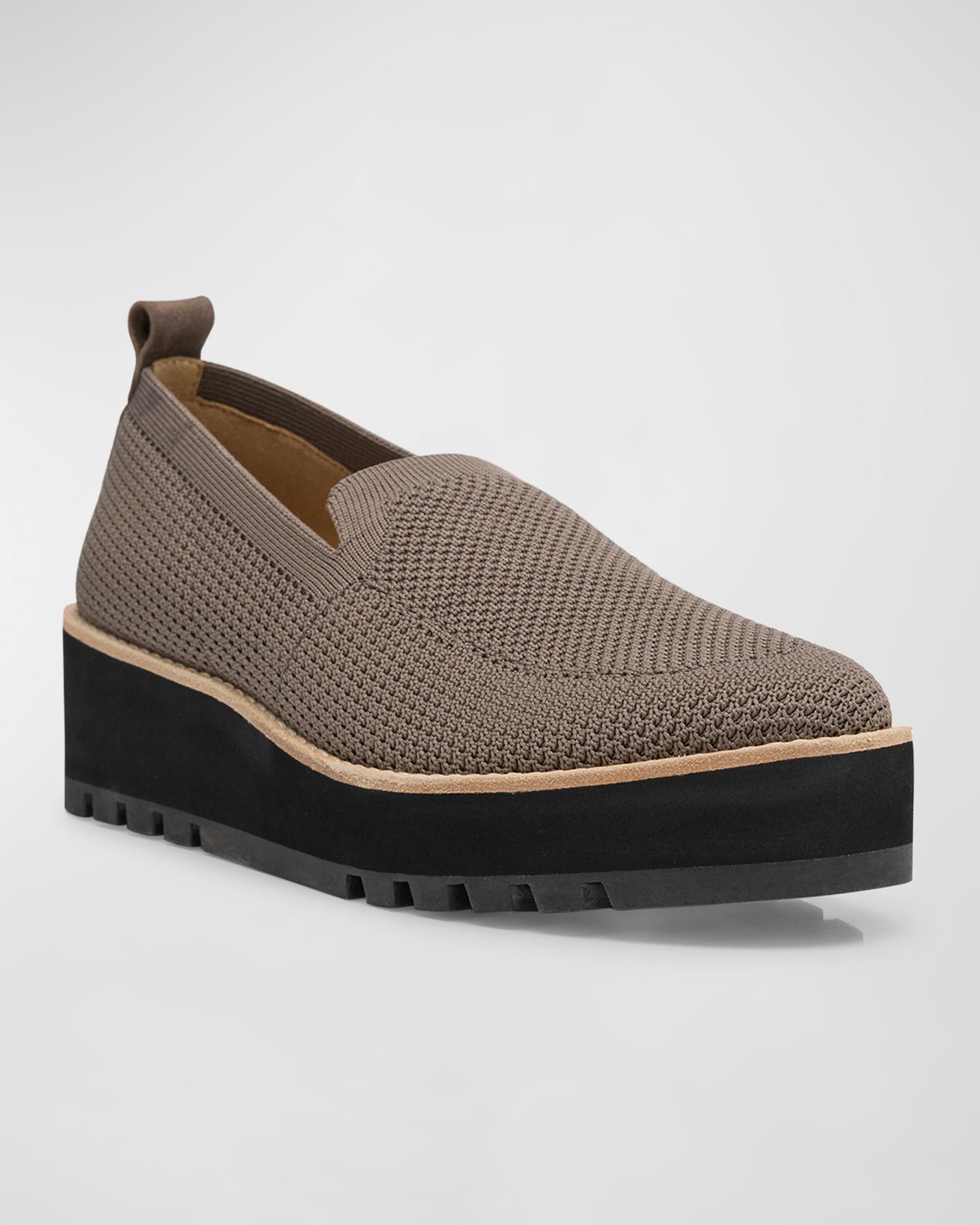 Eileen Fisher Ergos Stretch Canvas Wedge Loafers | Neiman Marcus