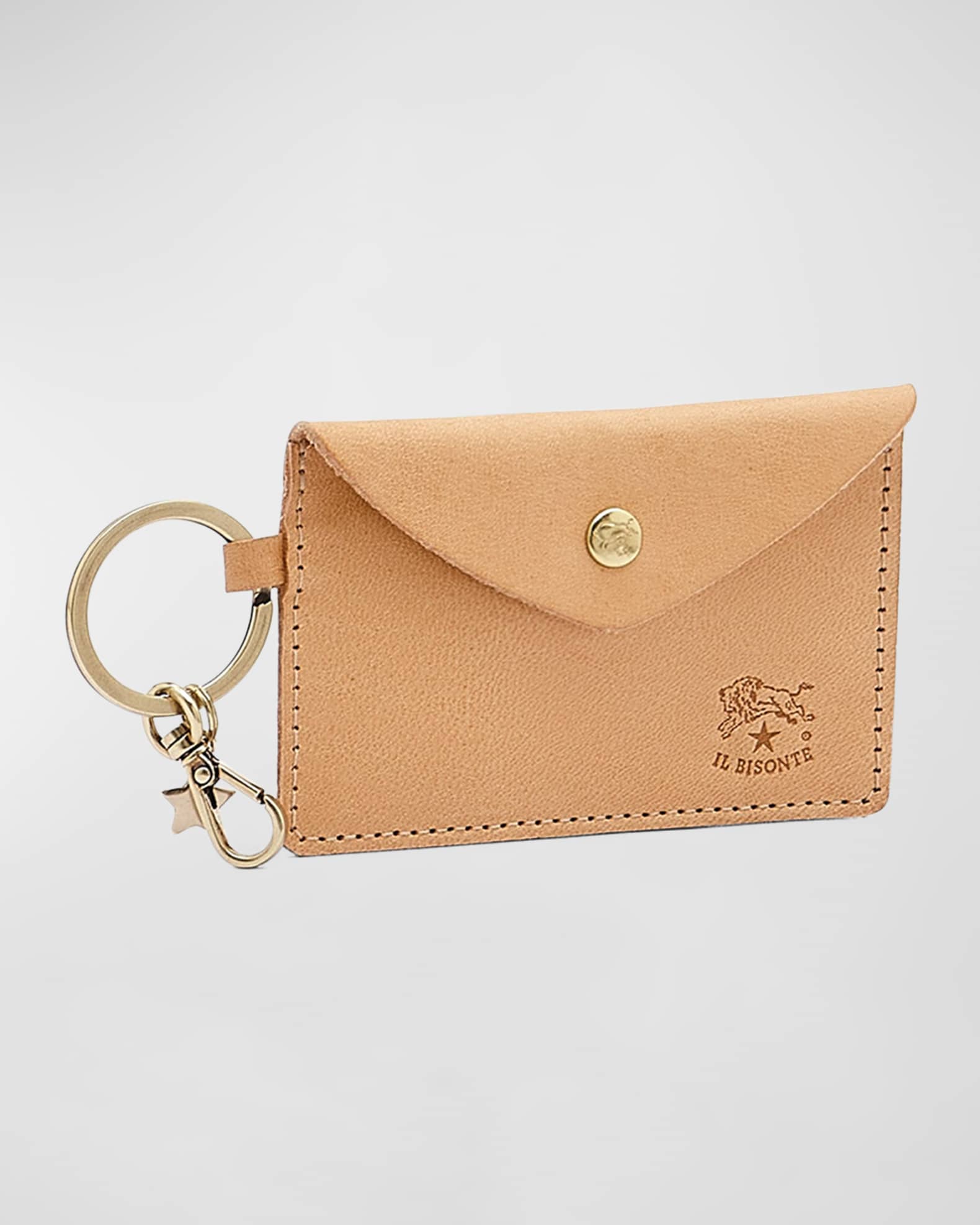 Leather card holder with keyring top