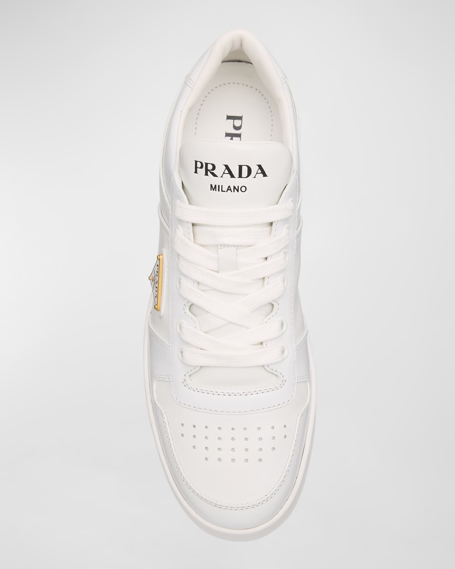 Prada Downtown Leather Low-Top Sneakers | Neiman Marcus