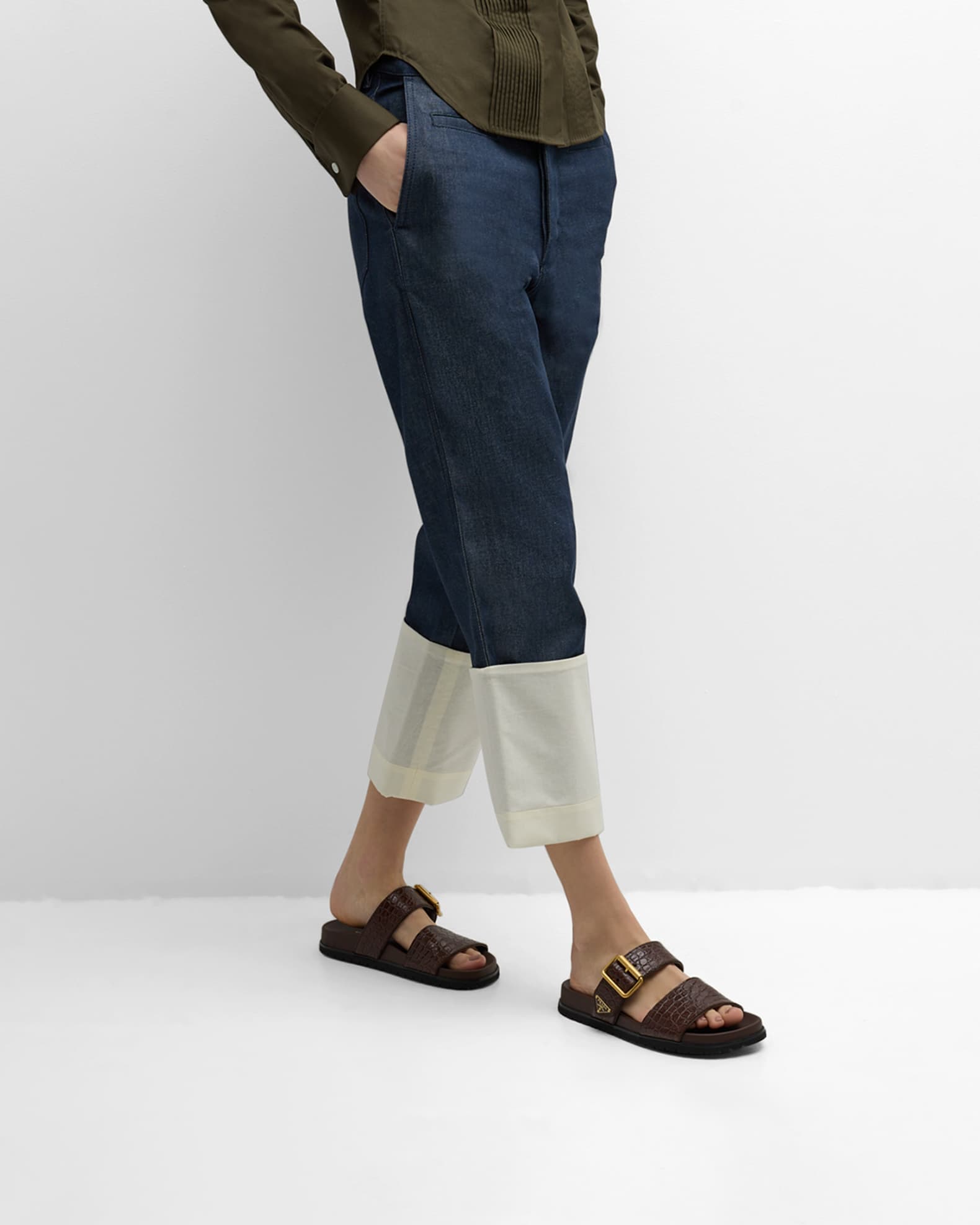 Croco Buckle Dual-Band Comfort Sandals 1