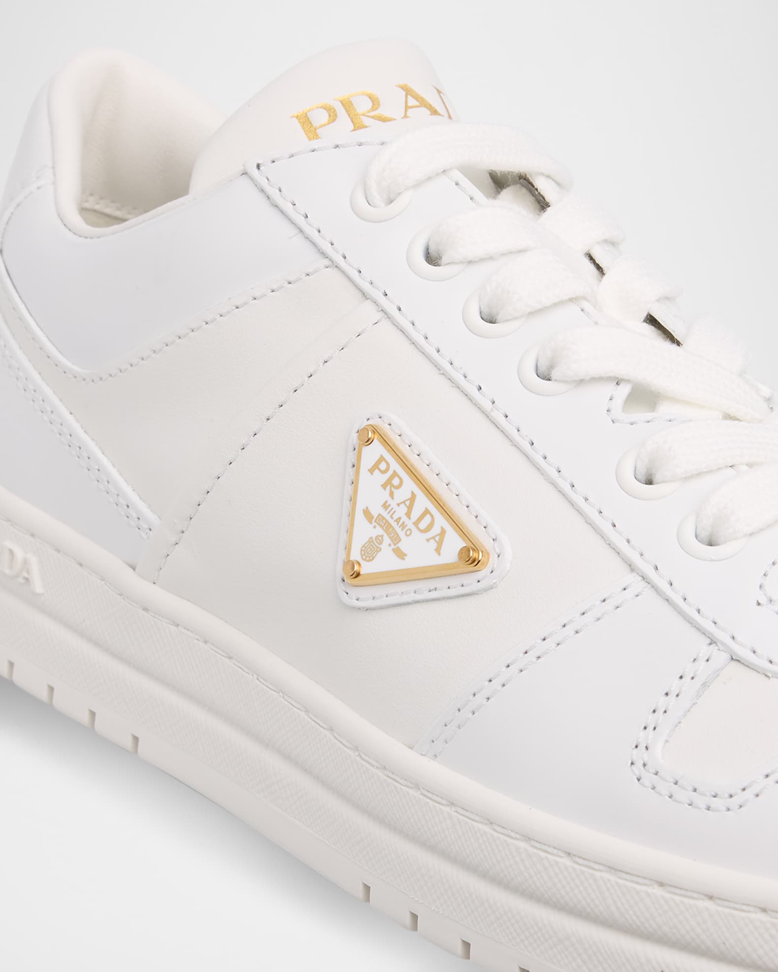Prada Downtown Leather Low-Top Sneakers | Neiman Marcus