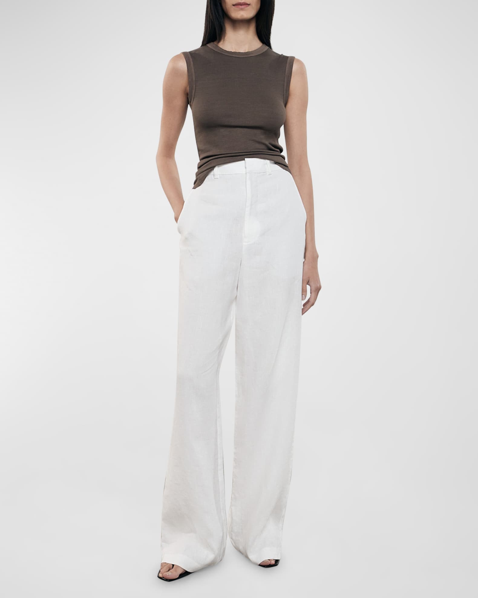 Enza Costa Straight-Leg Linen Trousers | Neiman Marcus