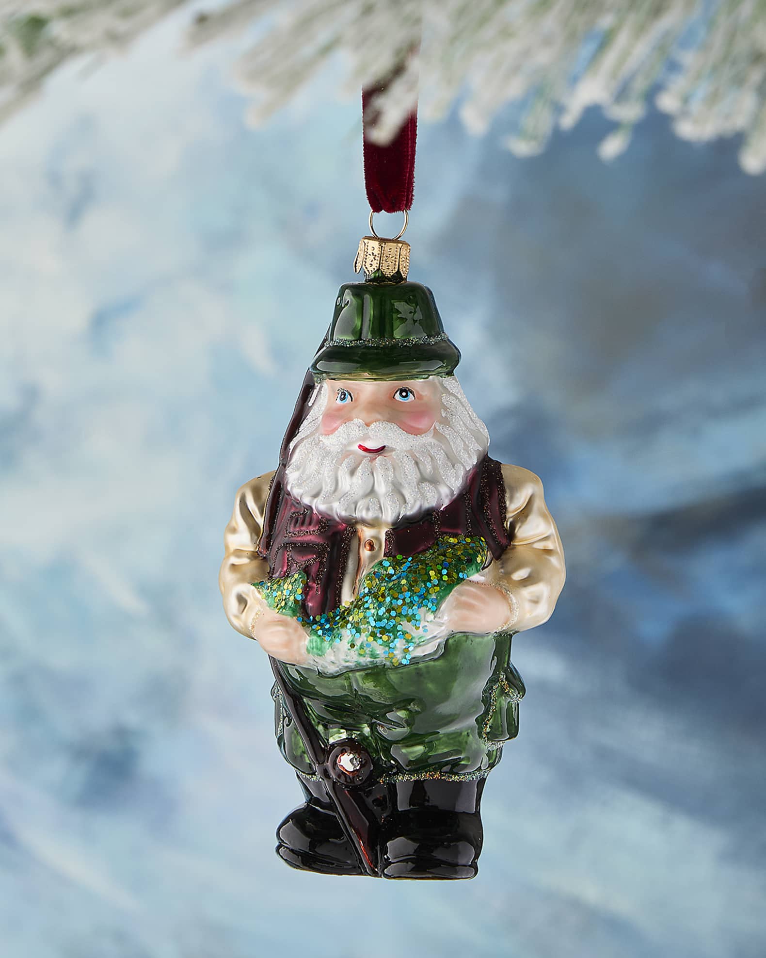 Fishing Santa Christmas Ornament  0