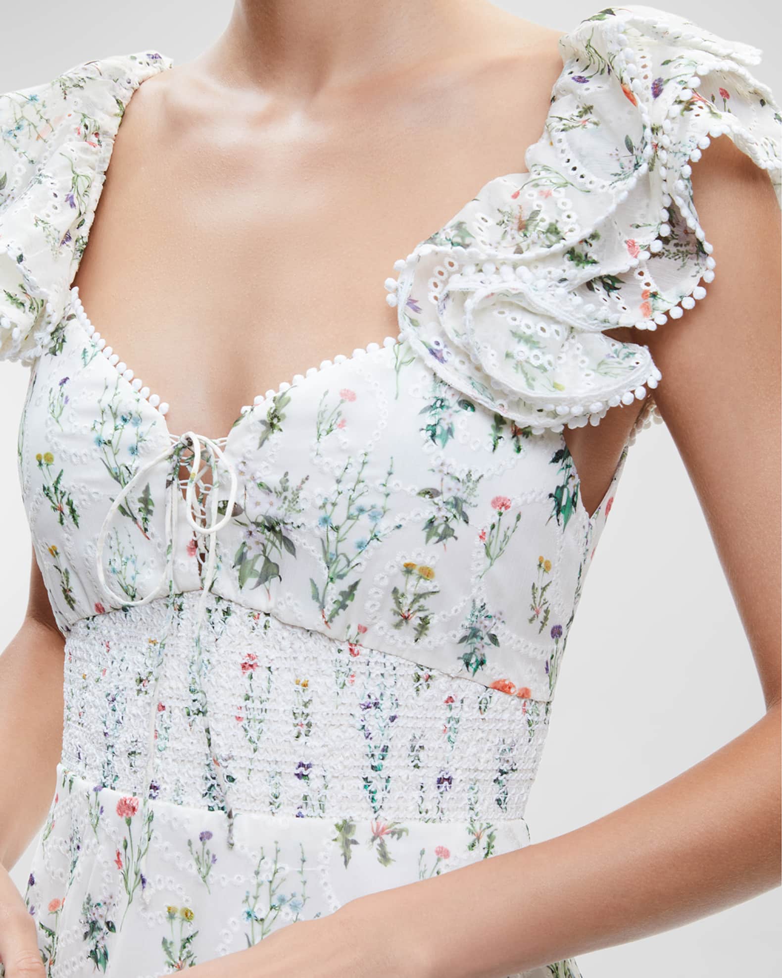 Berry Eyelet Twist Bust Tiered Mini Dress main image 0