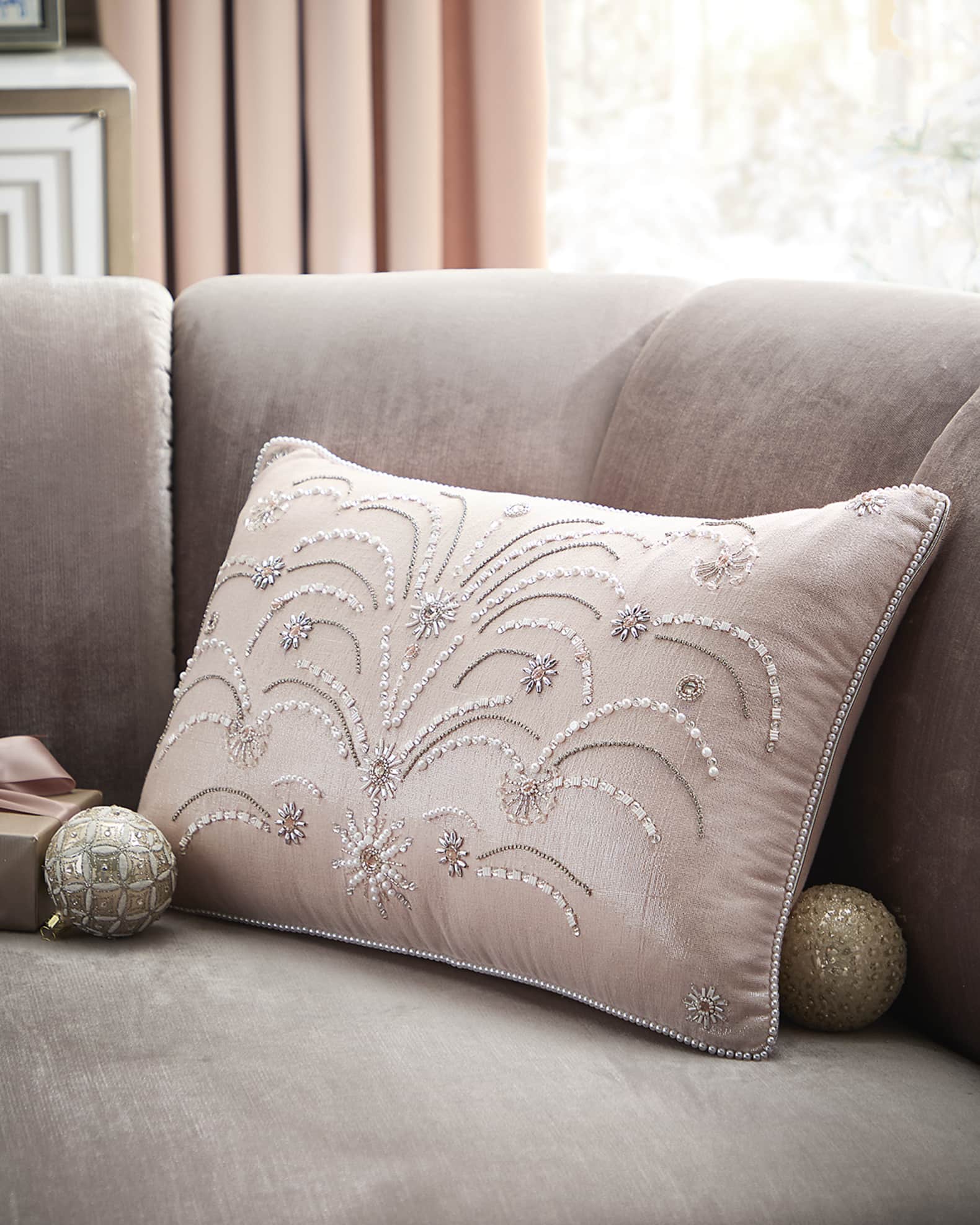 Kim Seybert Frosted Bloom Decorative Pillow 14 x 22 Neiman Marcus
