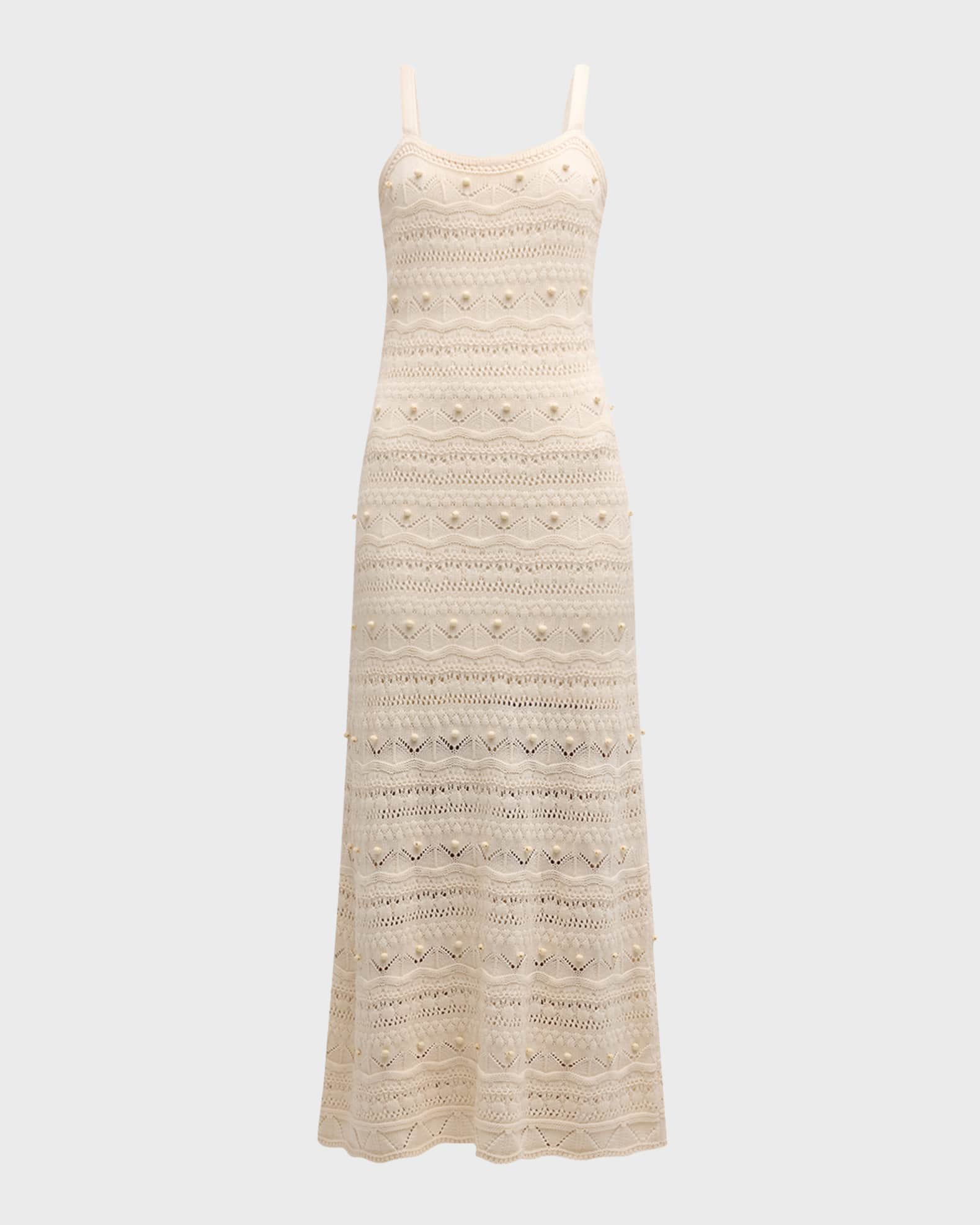 La Ligne Janice Beaded Crochet Midi Dress