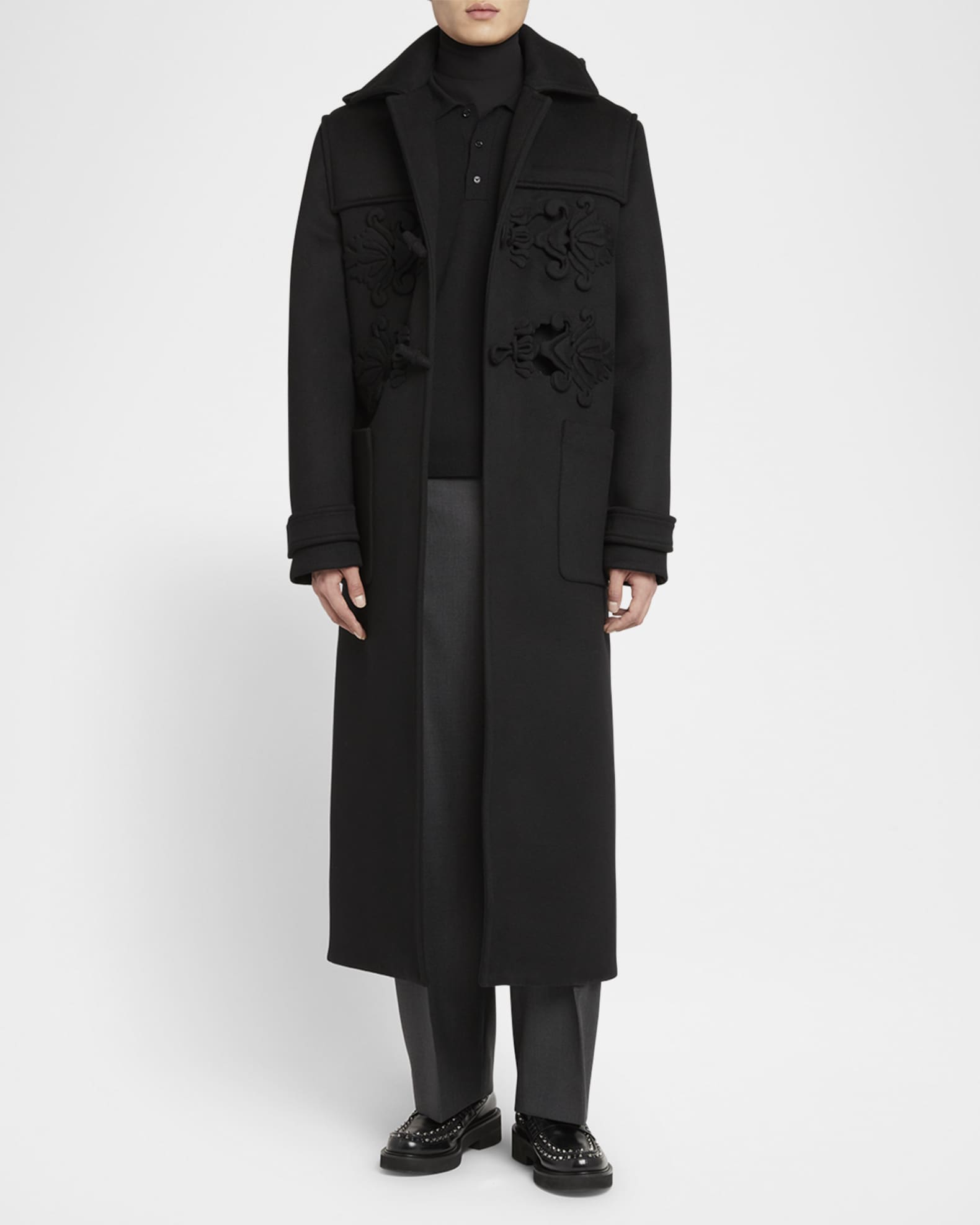 Men s Single Breasted Compact Drap Long Coat