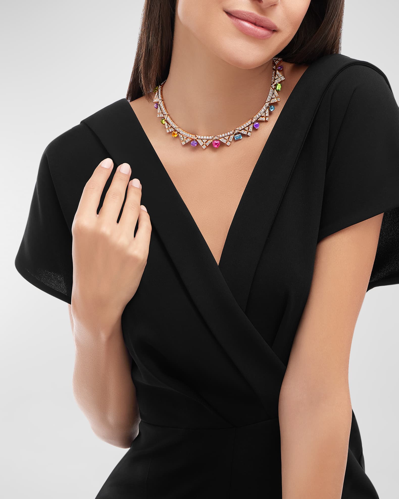 18K Pink Gold Allegra Multi Stone Collar 1