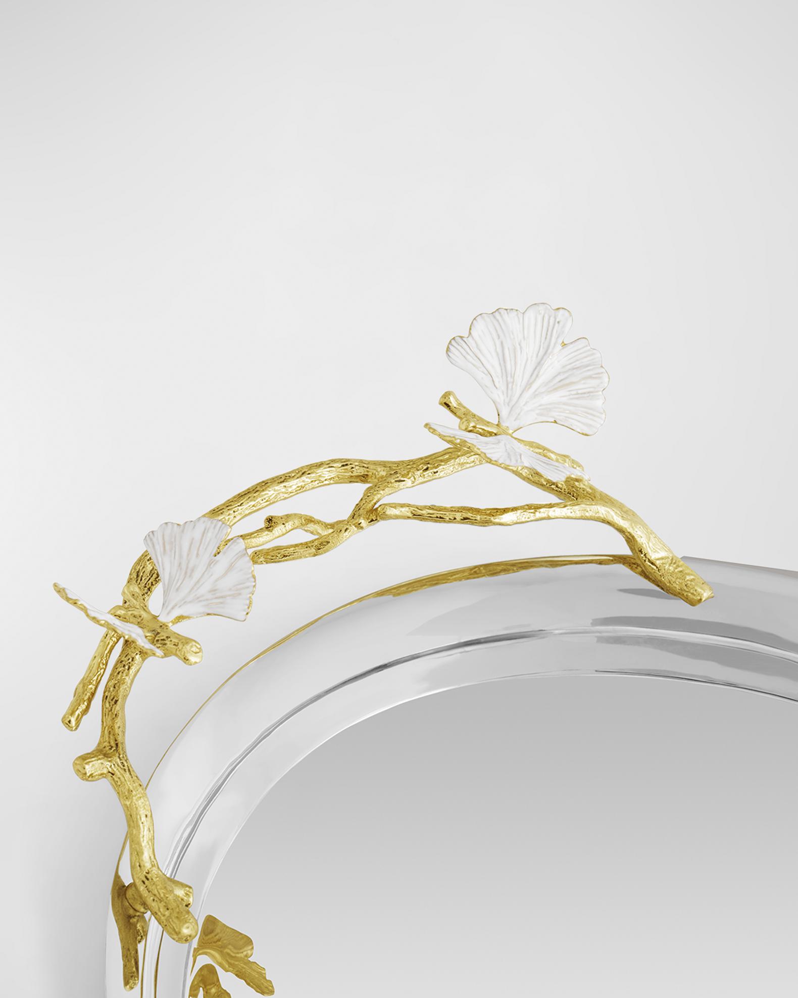 Michael Aram Butterfly Ginkgo White & Gold Medium Tray | Neiman Marcus