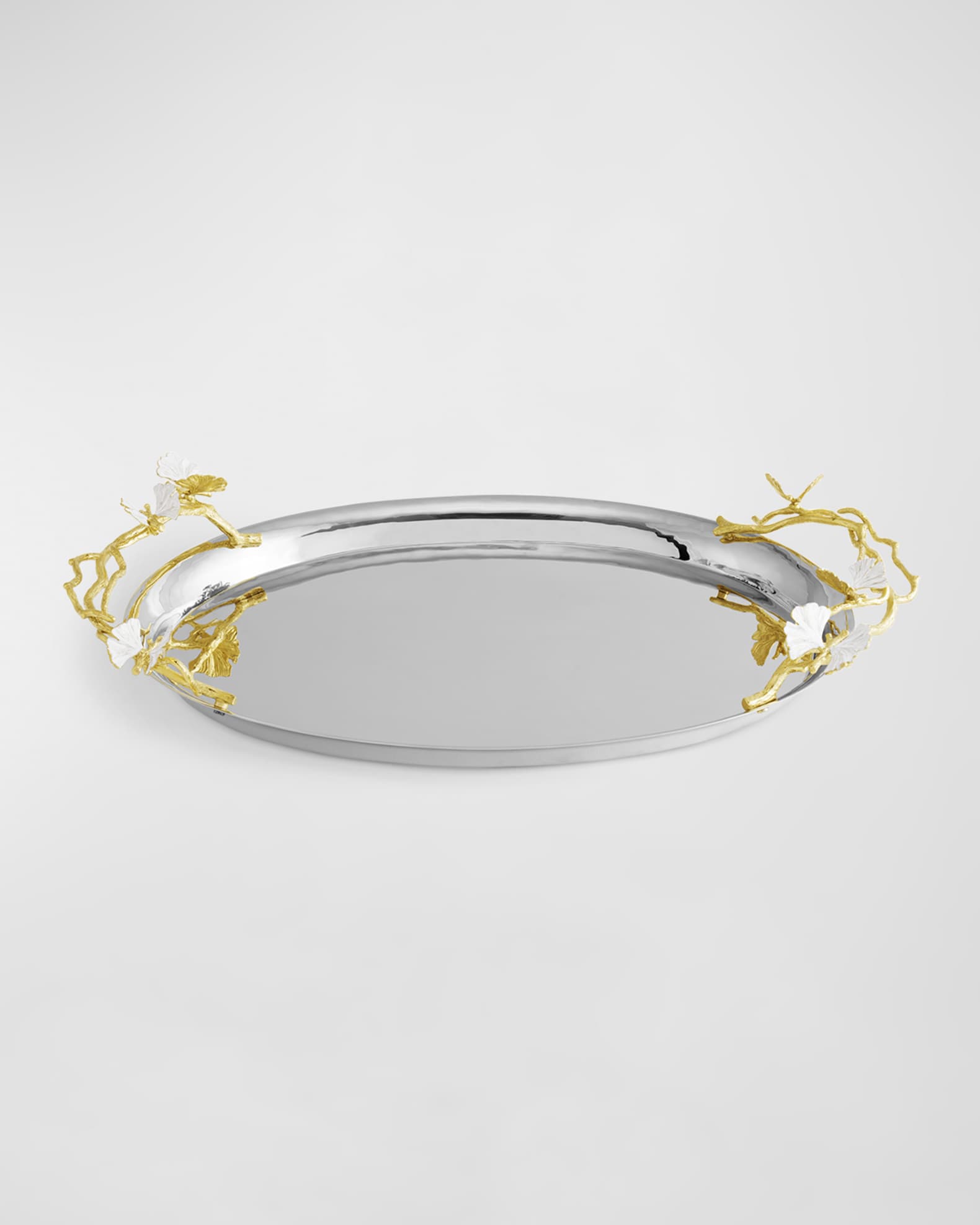 Butterfly Ginkgo White & Gold Large Tray 0