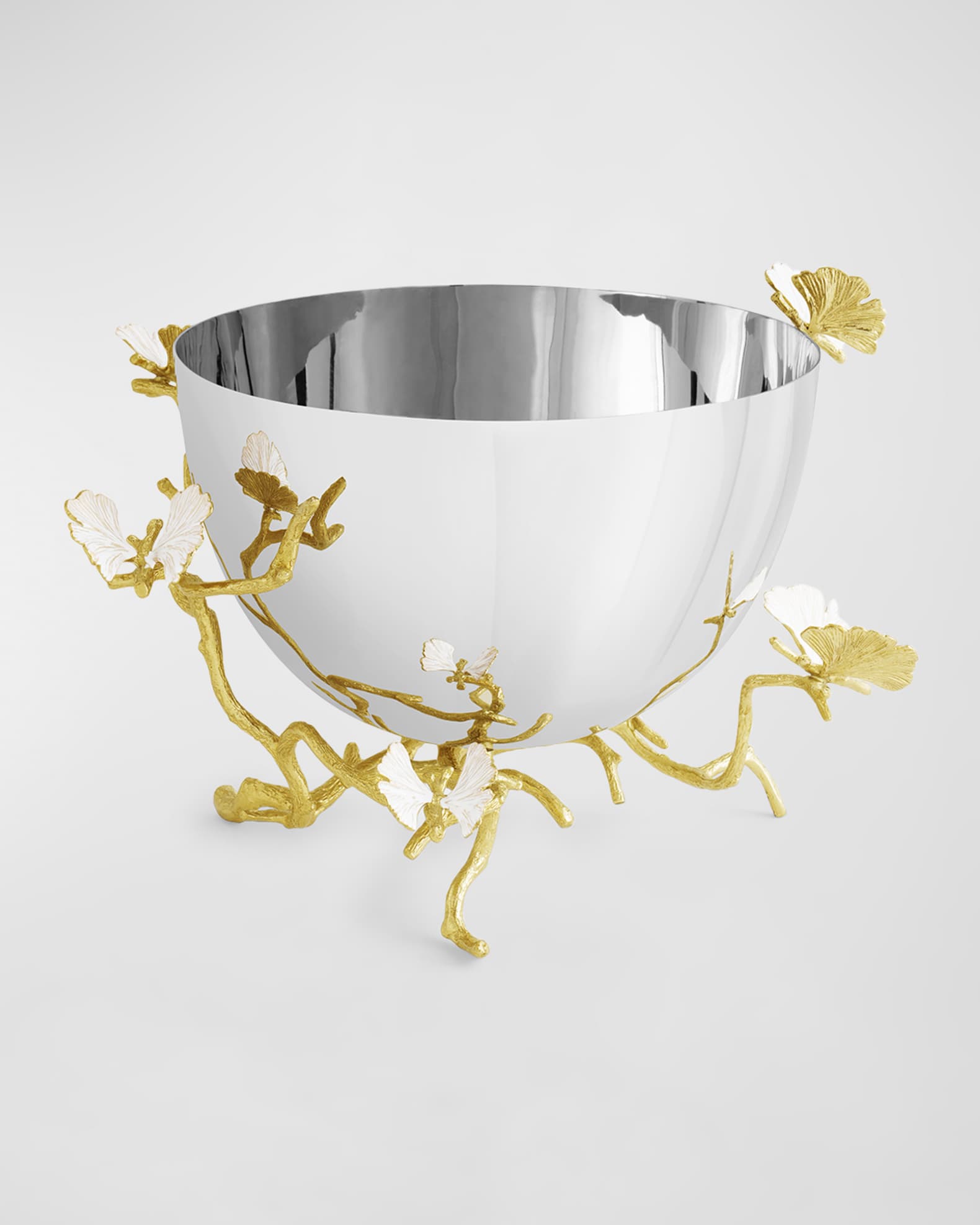 Butterfly Ginkgo White & Gold Serving Bowl 1