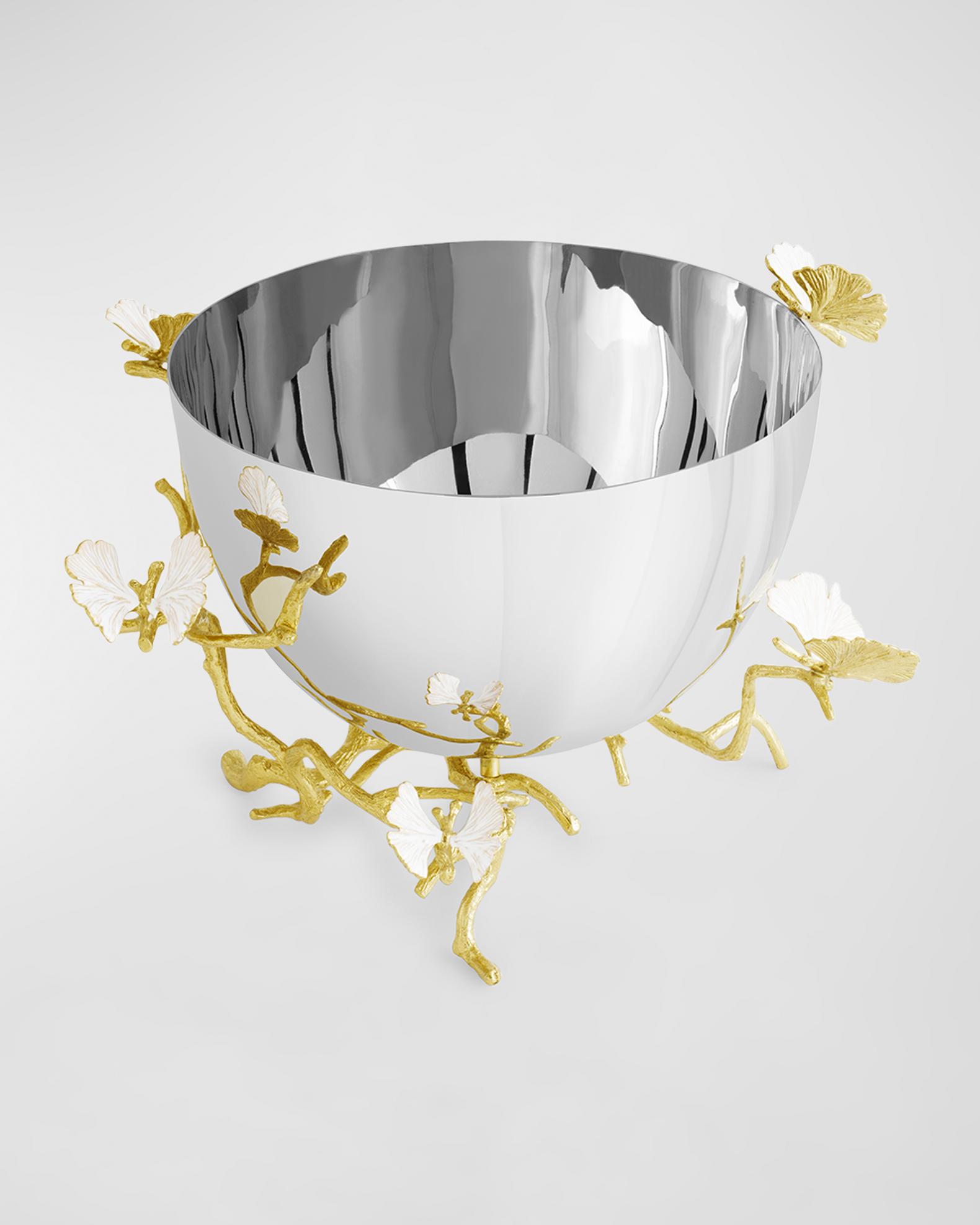 Michael Aram Butterfly Ginkgo White & Gold Serving Bowl | Neiman Marcus