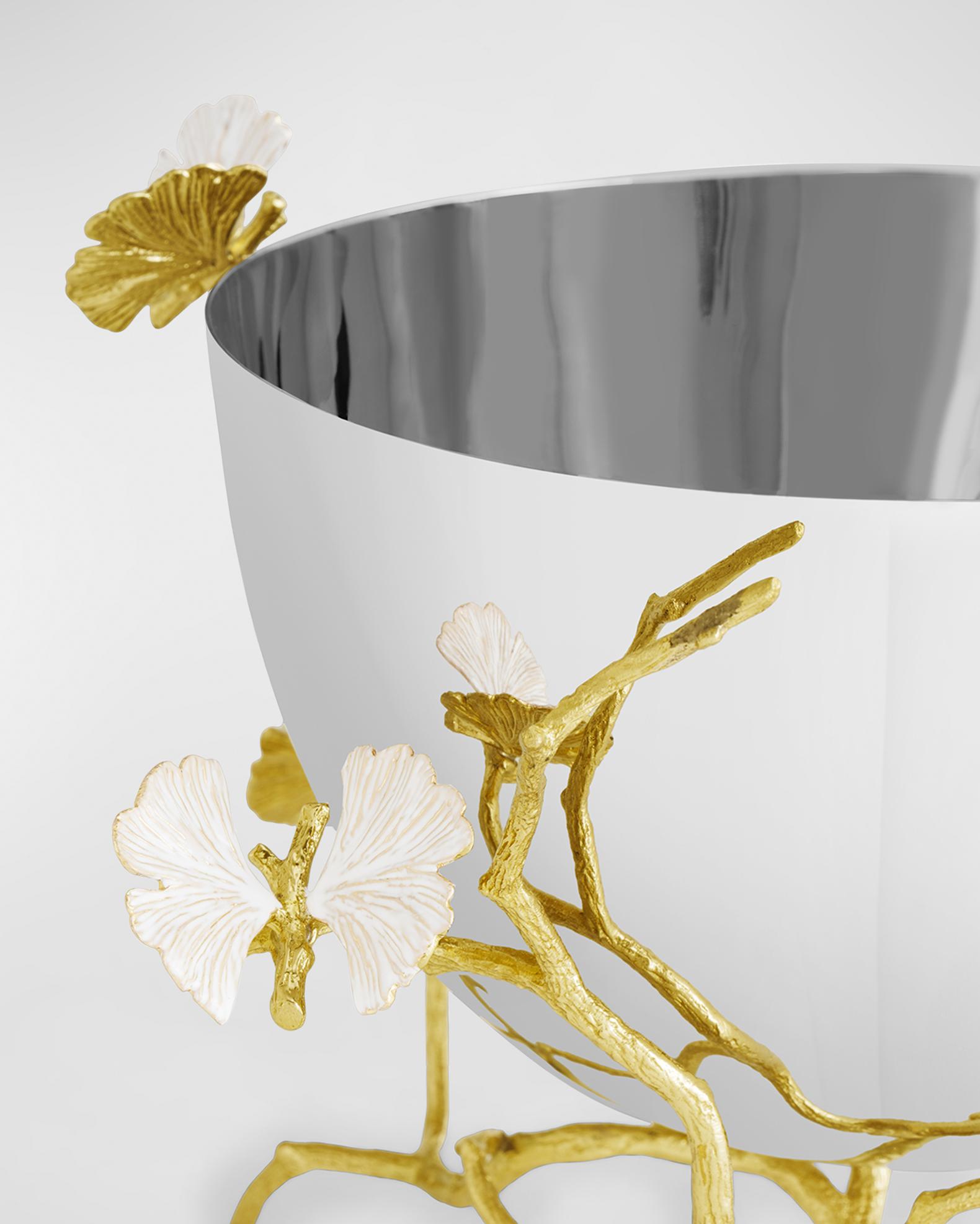 Michael Aram Butterfly Ginkgo White & Gold Serving Bowl | Neiman Marcus