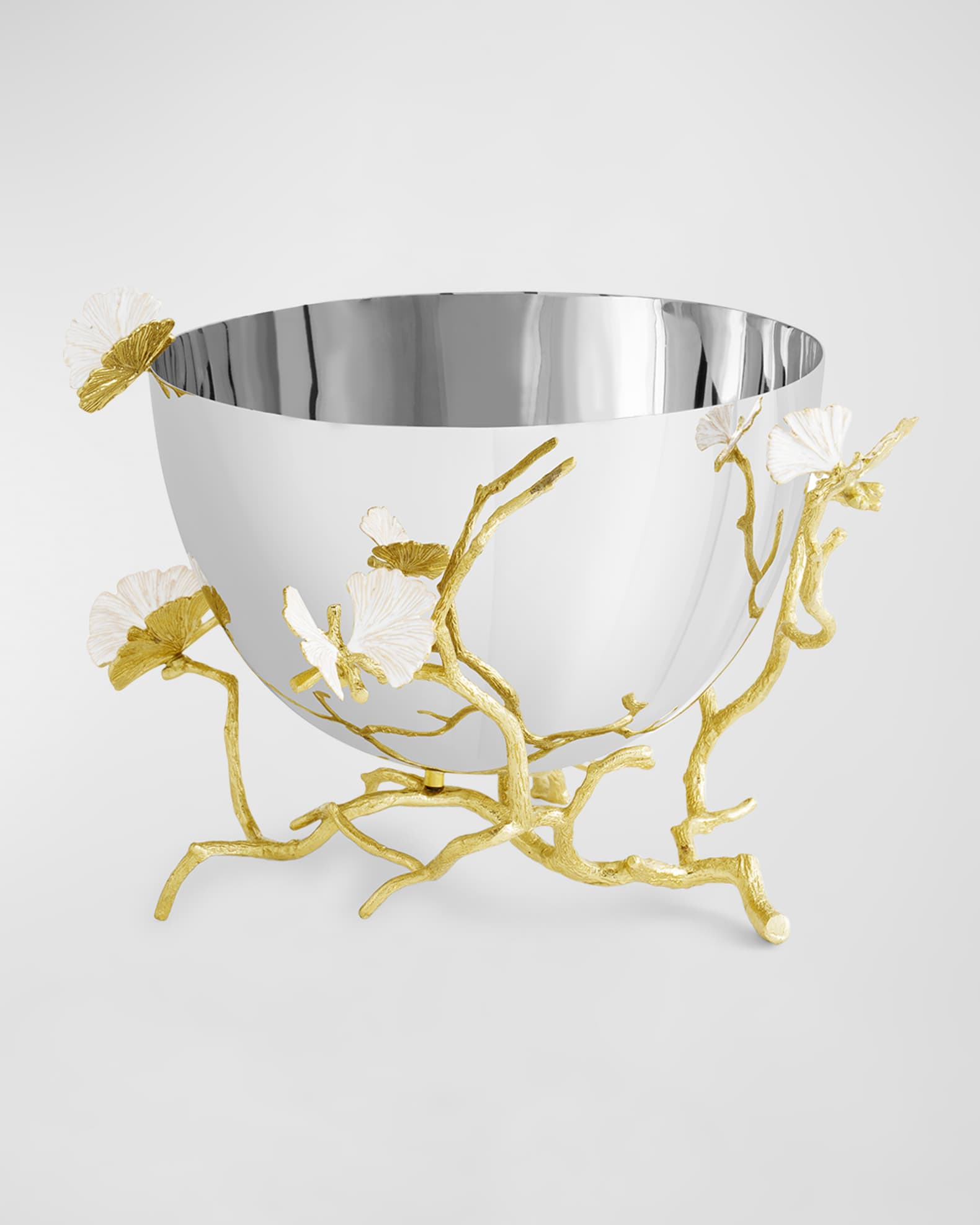 Butterfly Ginkgo White & Gold Serving Bowl 0