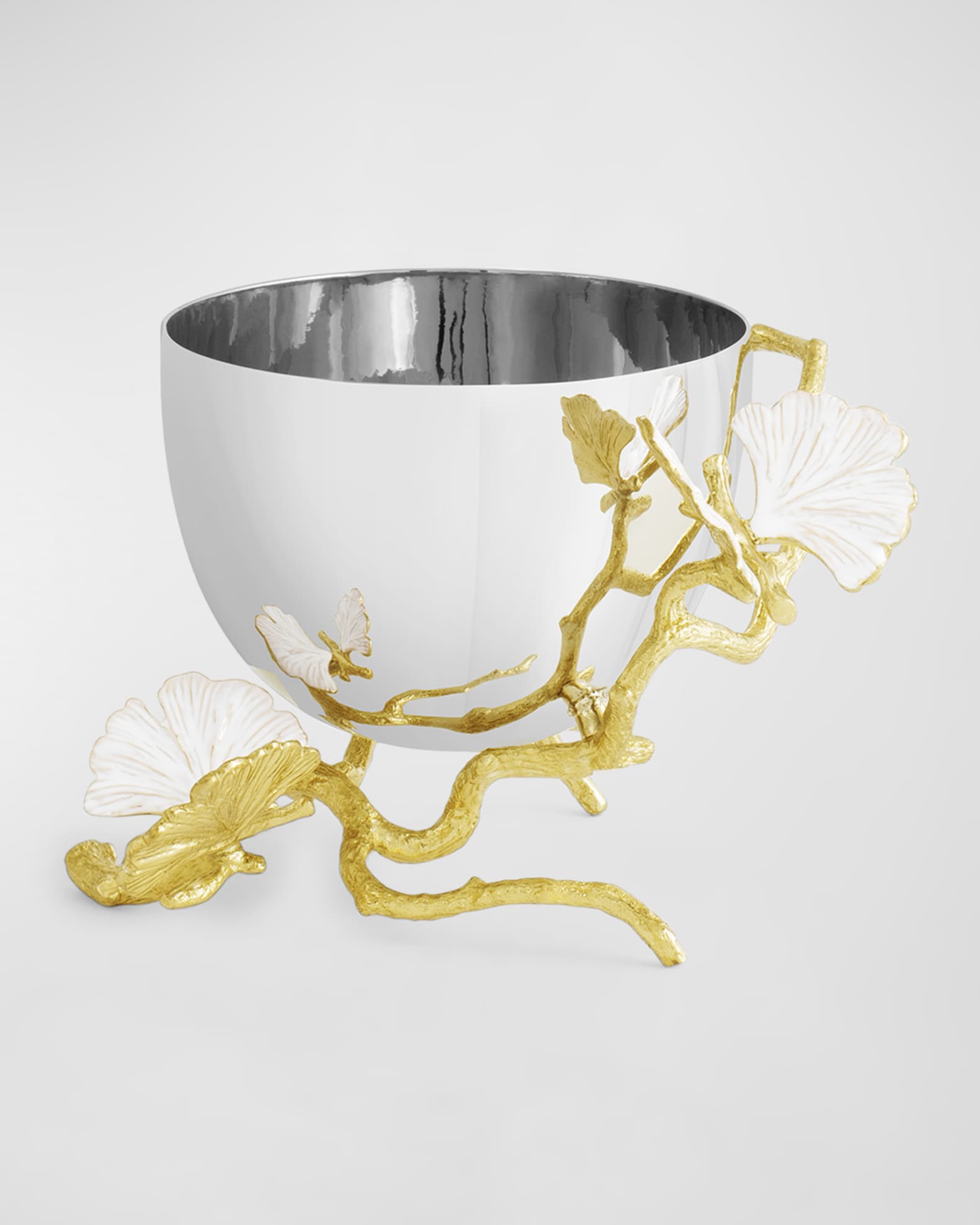 Butterfly Ginkgo White & Gold Nut Bowl 1