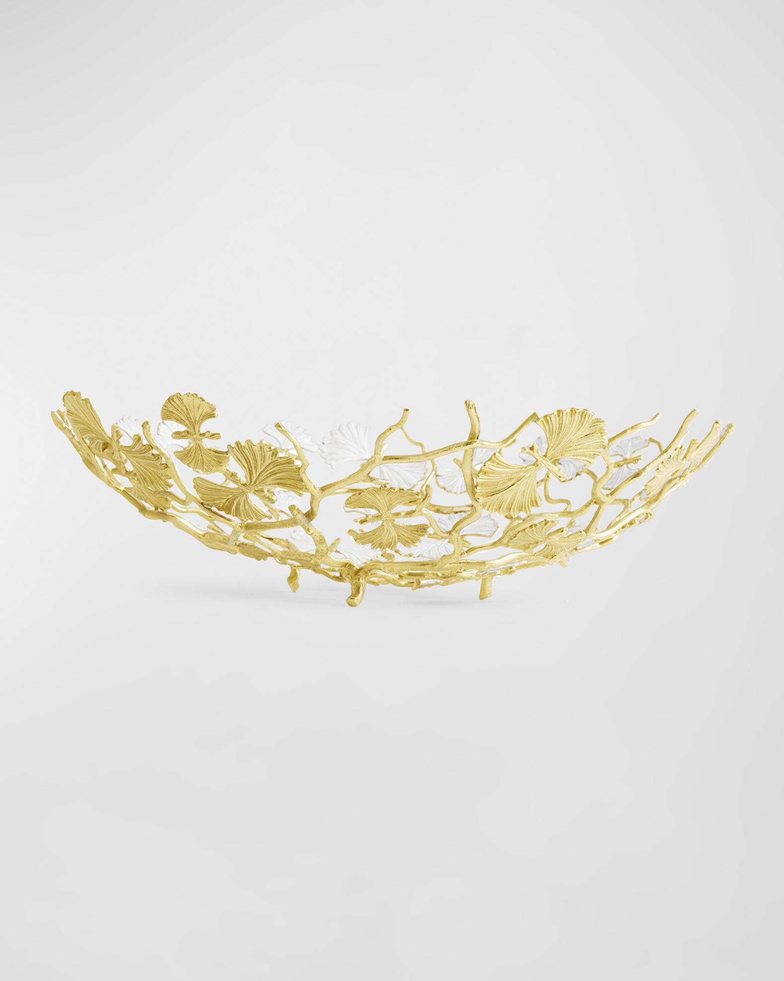 Michael Aram Butterfly Ginkgo White & Gold Centerpiece Bowl | Neiman Marcus