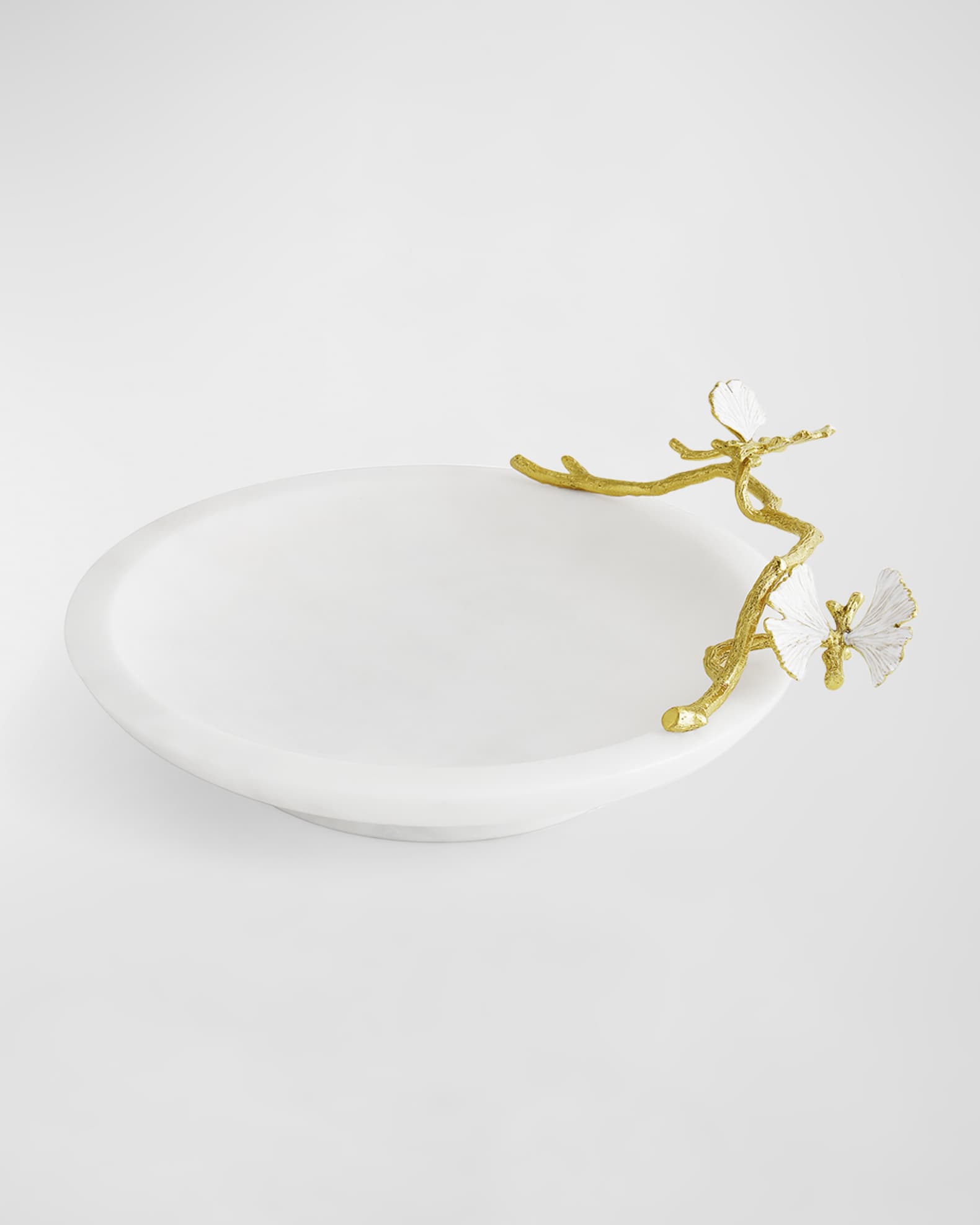 Butterfly Ginkgo White & Gold Trinket Dish 1