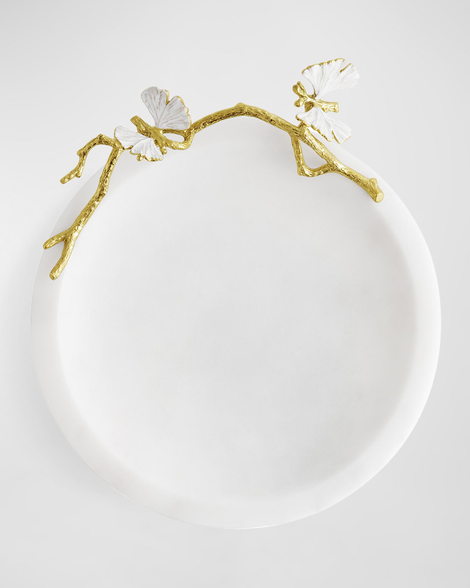 Michael Aram Butterfly Ginkgo White & Gold Trinket Dish | Neiman Marcus
