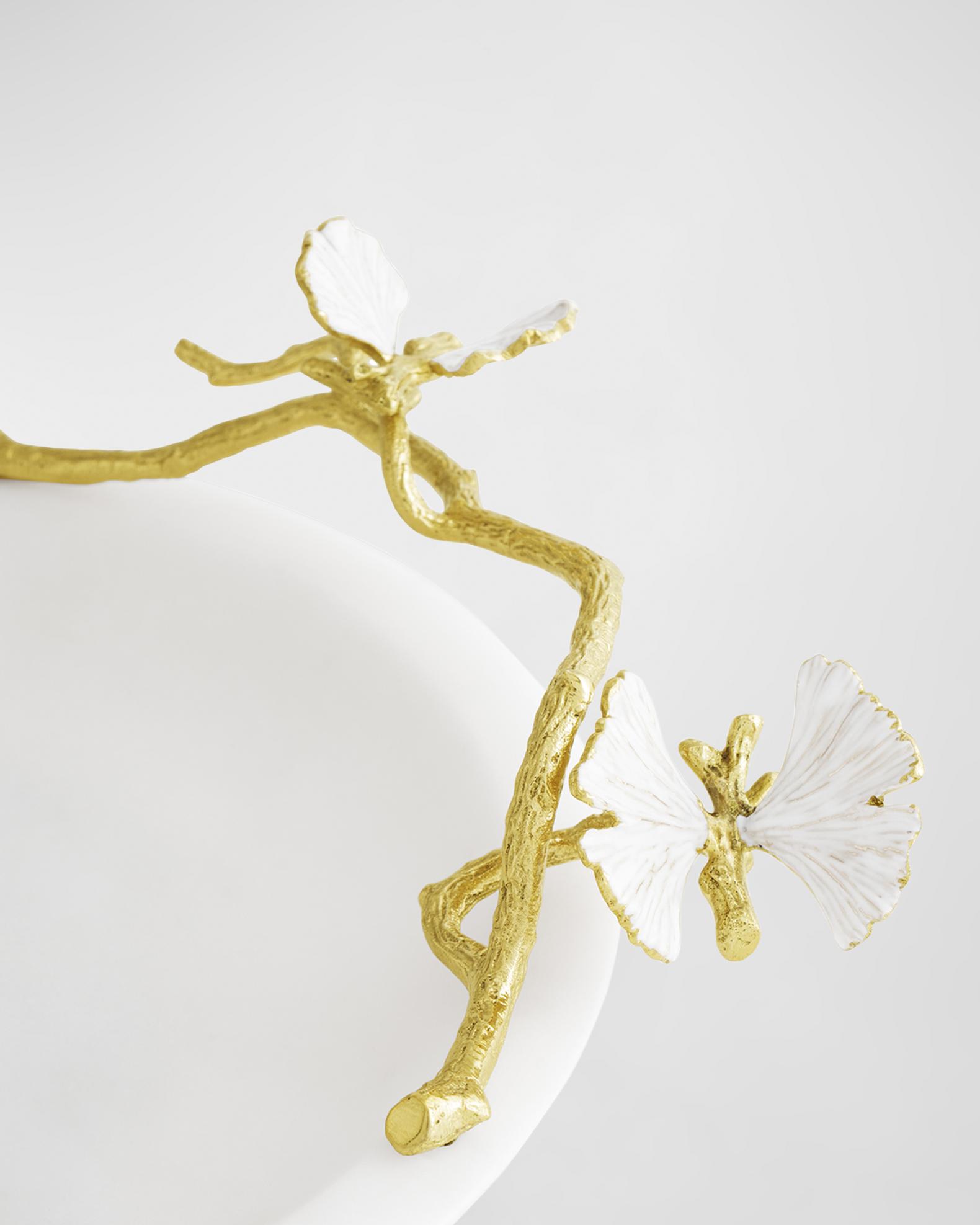 Michael Aram Butterfly Ginkgo White & Gold Trinket Dish | Neiman Marcus