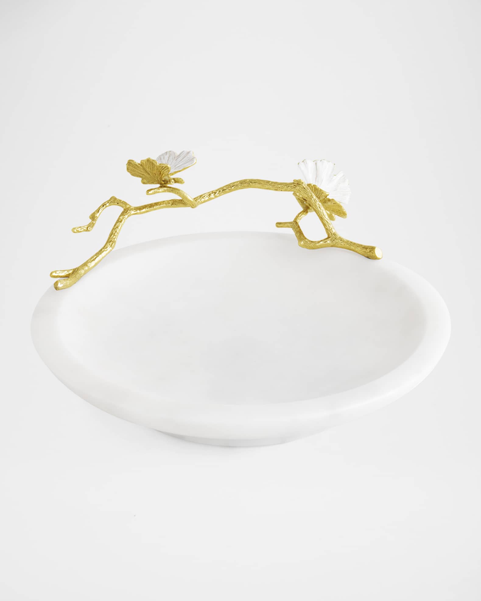 Butterfly Ginkgo White & Gold Trinket Dish 0