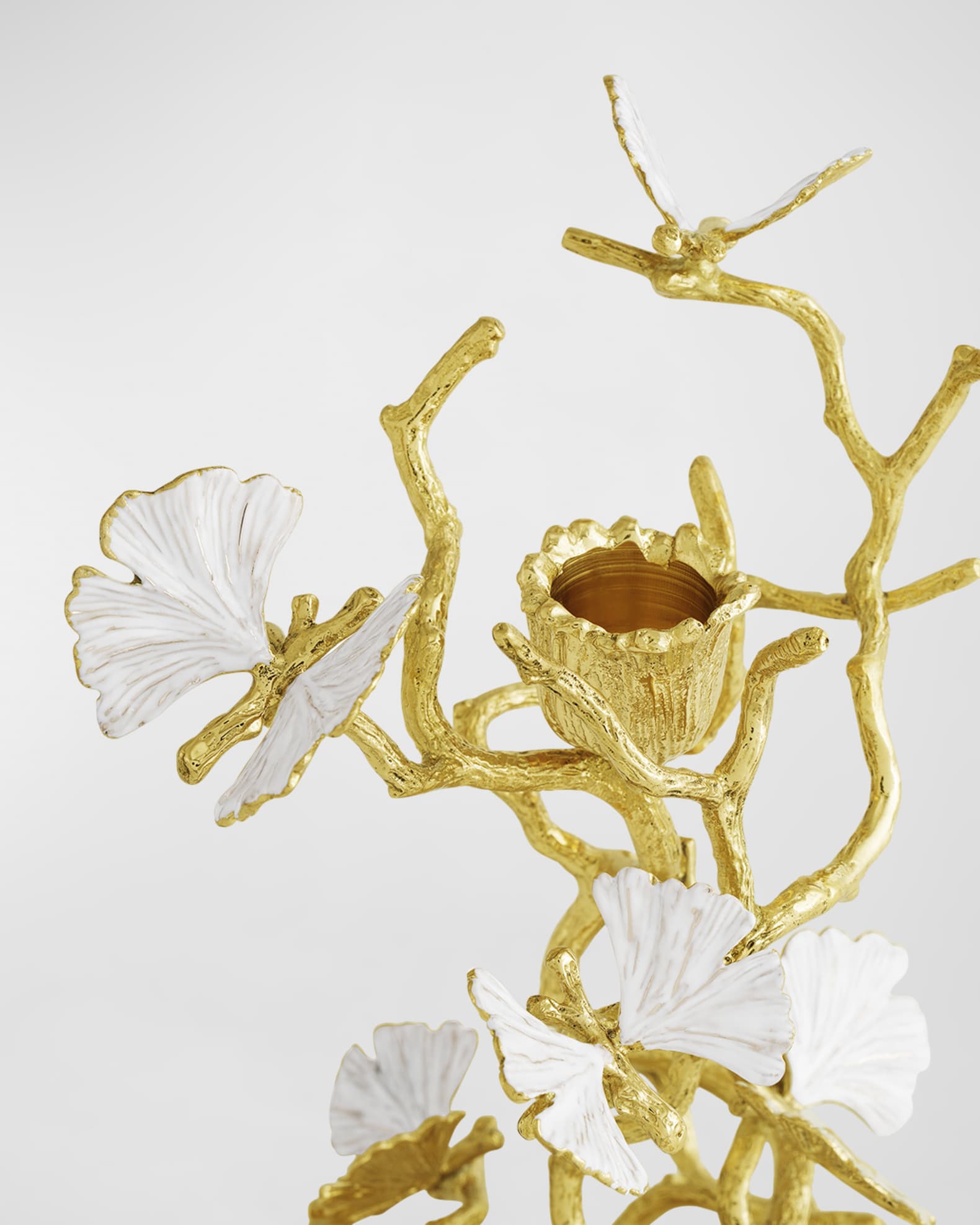 Michael Aram Butterfly Ginkgo Candleholders – Handcrafted Solid Bronze & Nickelplate Sculptural Set
