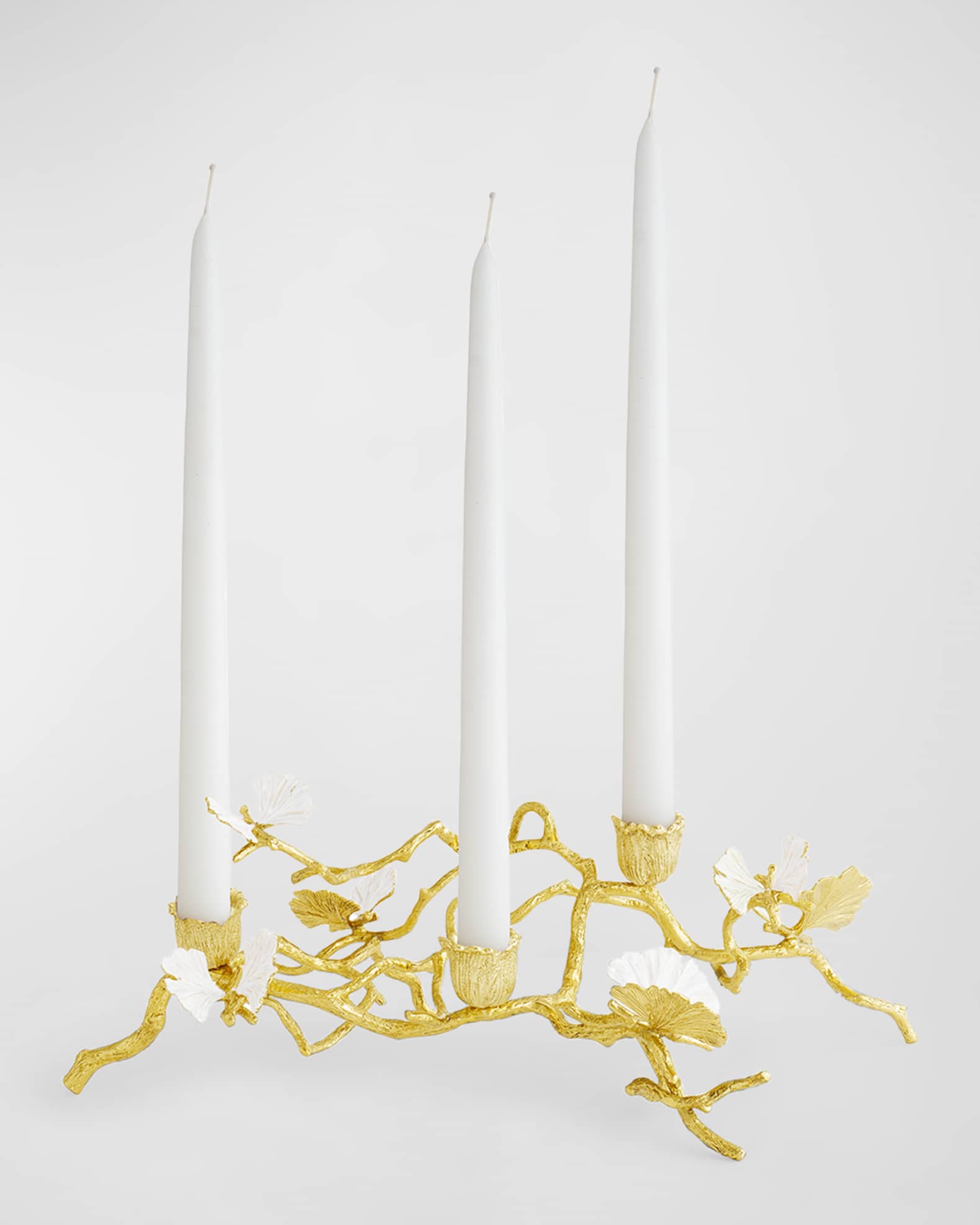 Michael Aram Butterfly Ginkgo White & Gold Low Candleholders