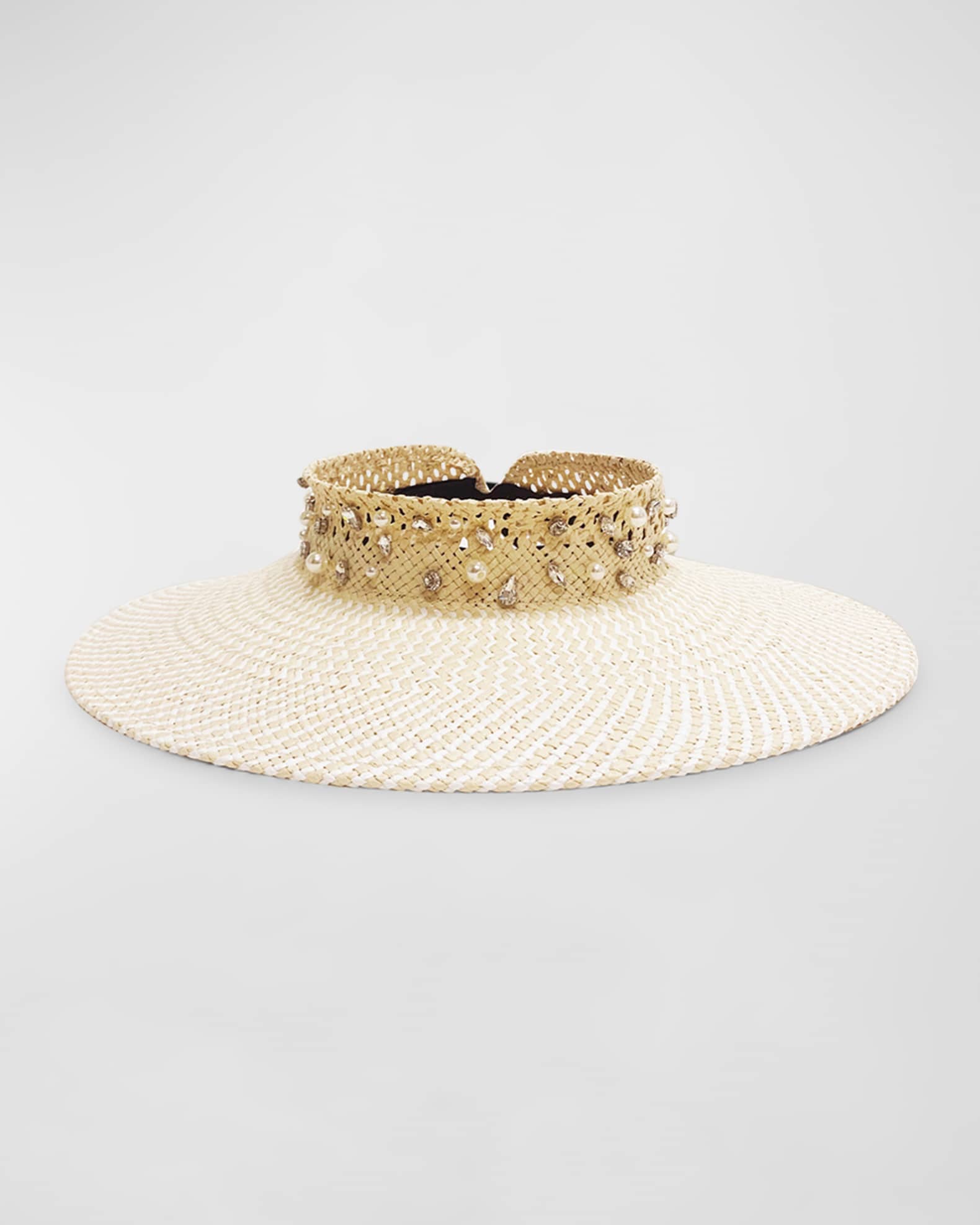 BTB Los Angeles Brook Embellished Straw Visor
