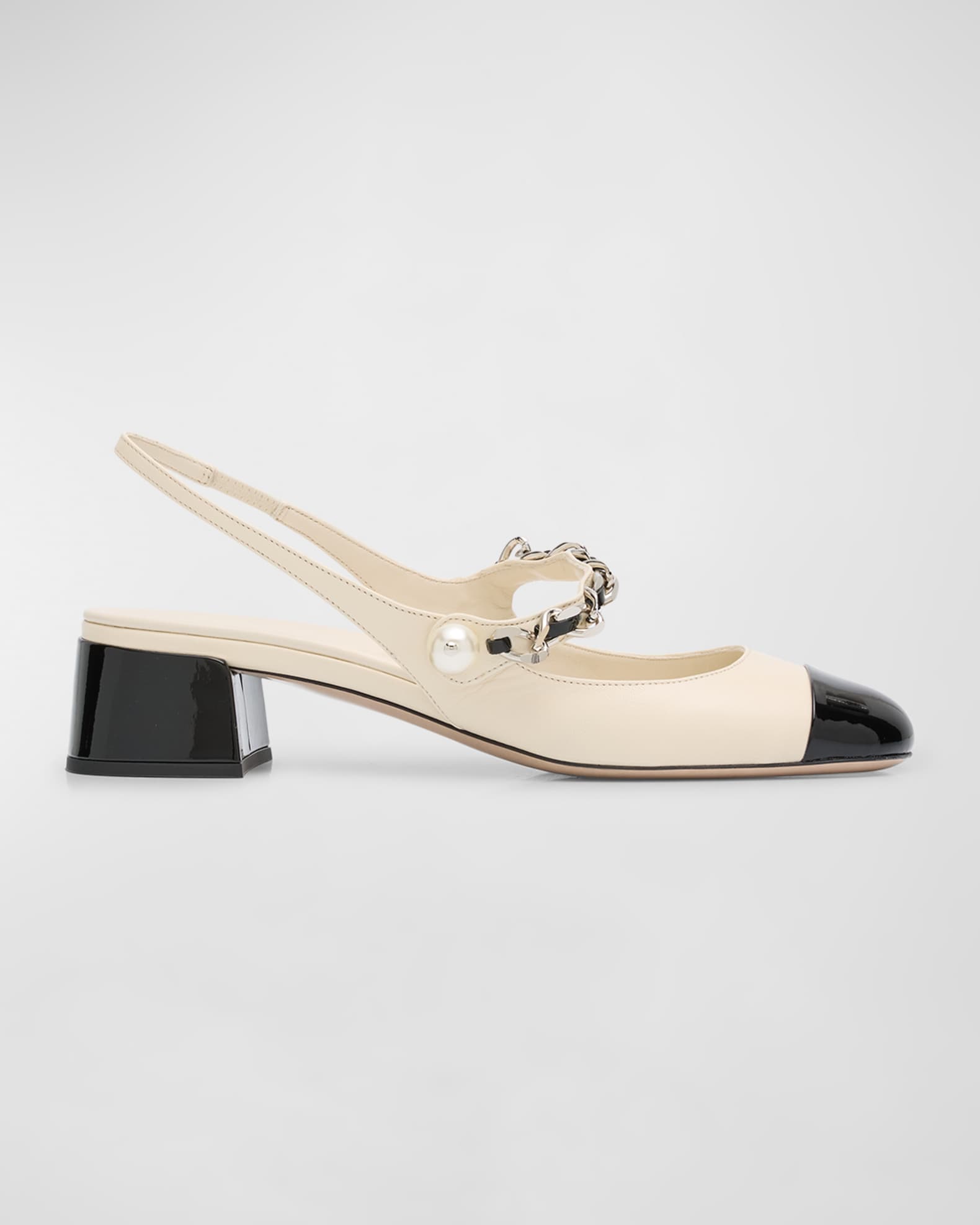 Bicolor Leather Mary Jane Slingback Pumps 0
