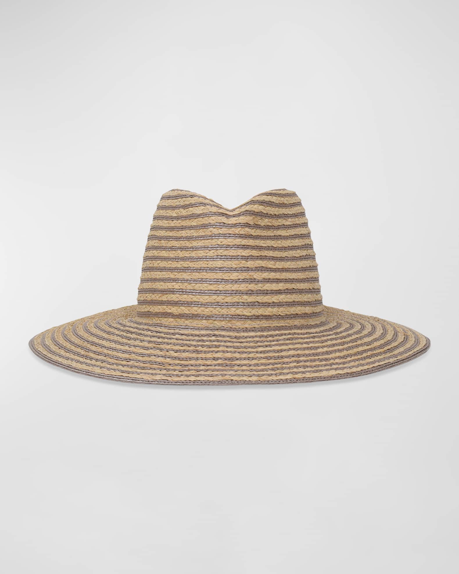 Jeanne Striped Straw Fedora  0