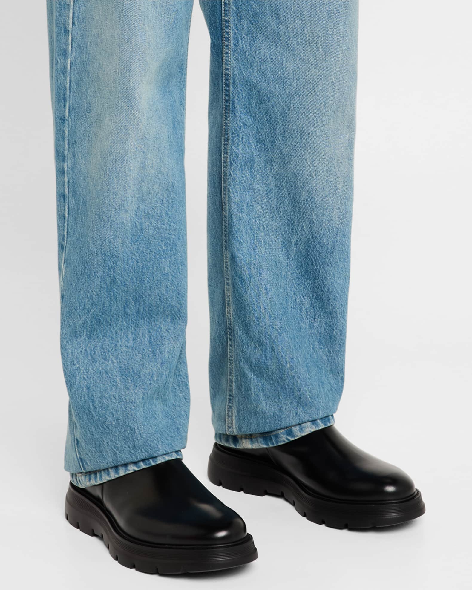 Stuart Weitzman Men's Aiden Leather and Neoprene Chelsea Boots