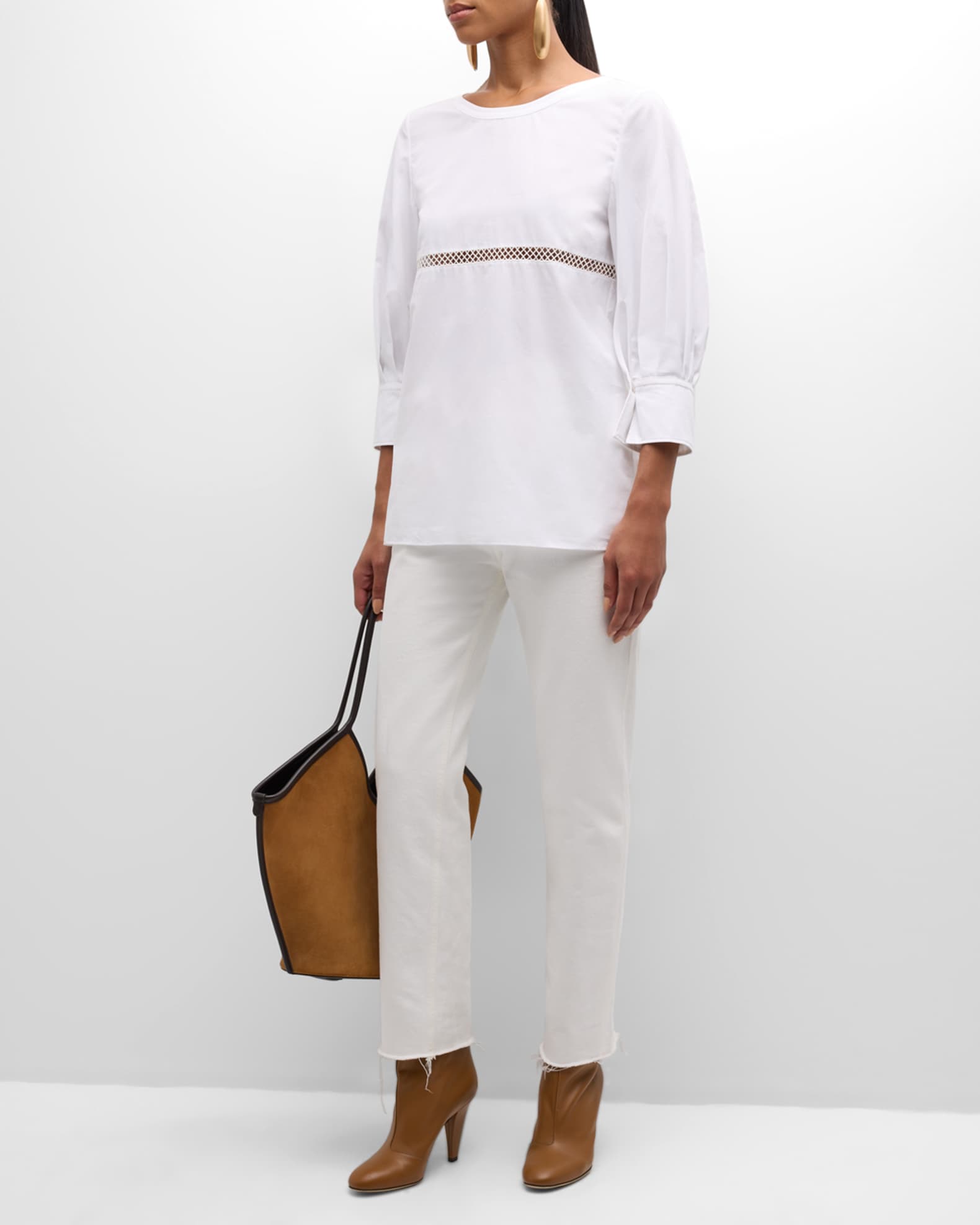 x High Summer Poplin Blouse with Netted Detailing 1
