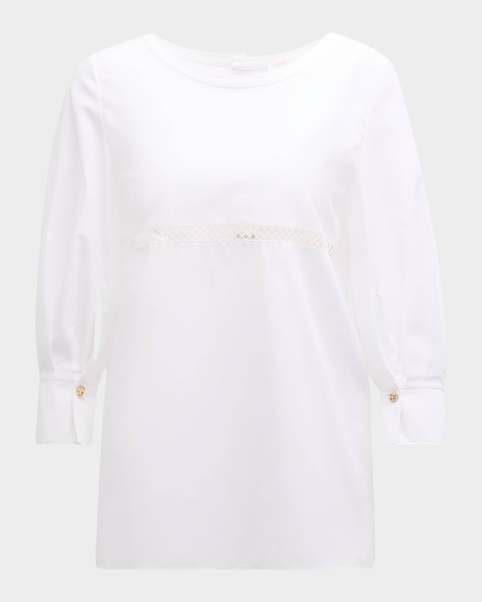 x High Summer Poplin Blouse with Netted Detailing 0