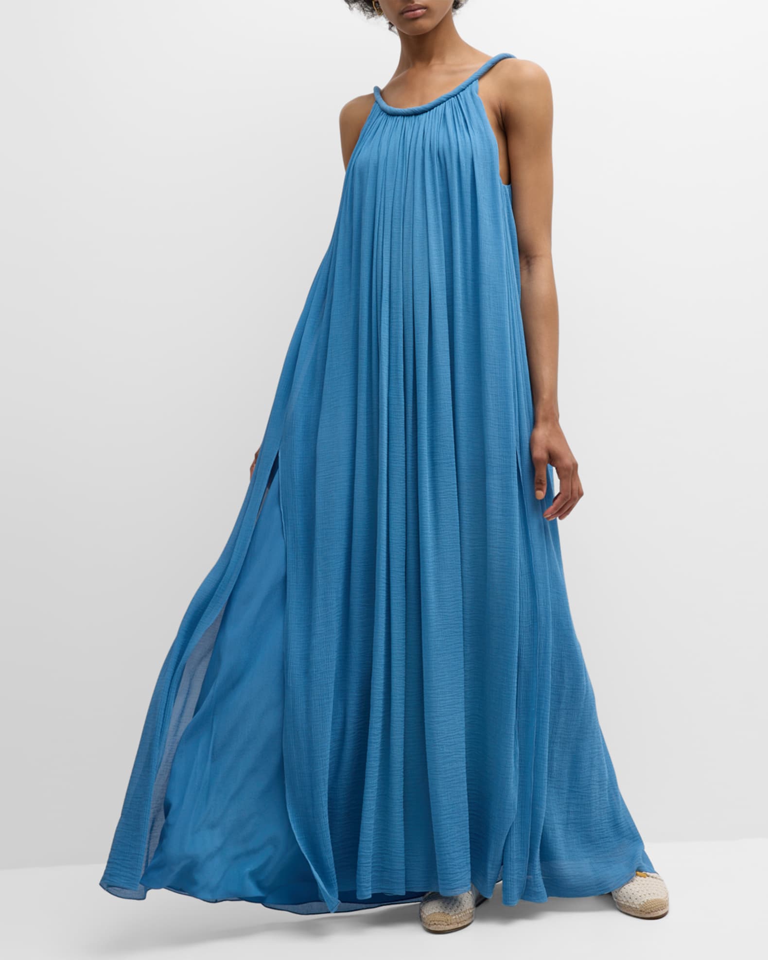 Cotton silk maxi dress shop