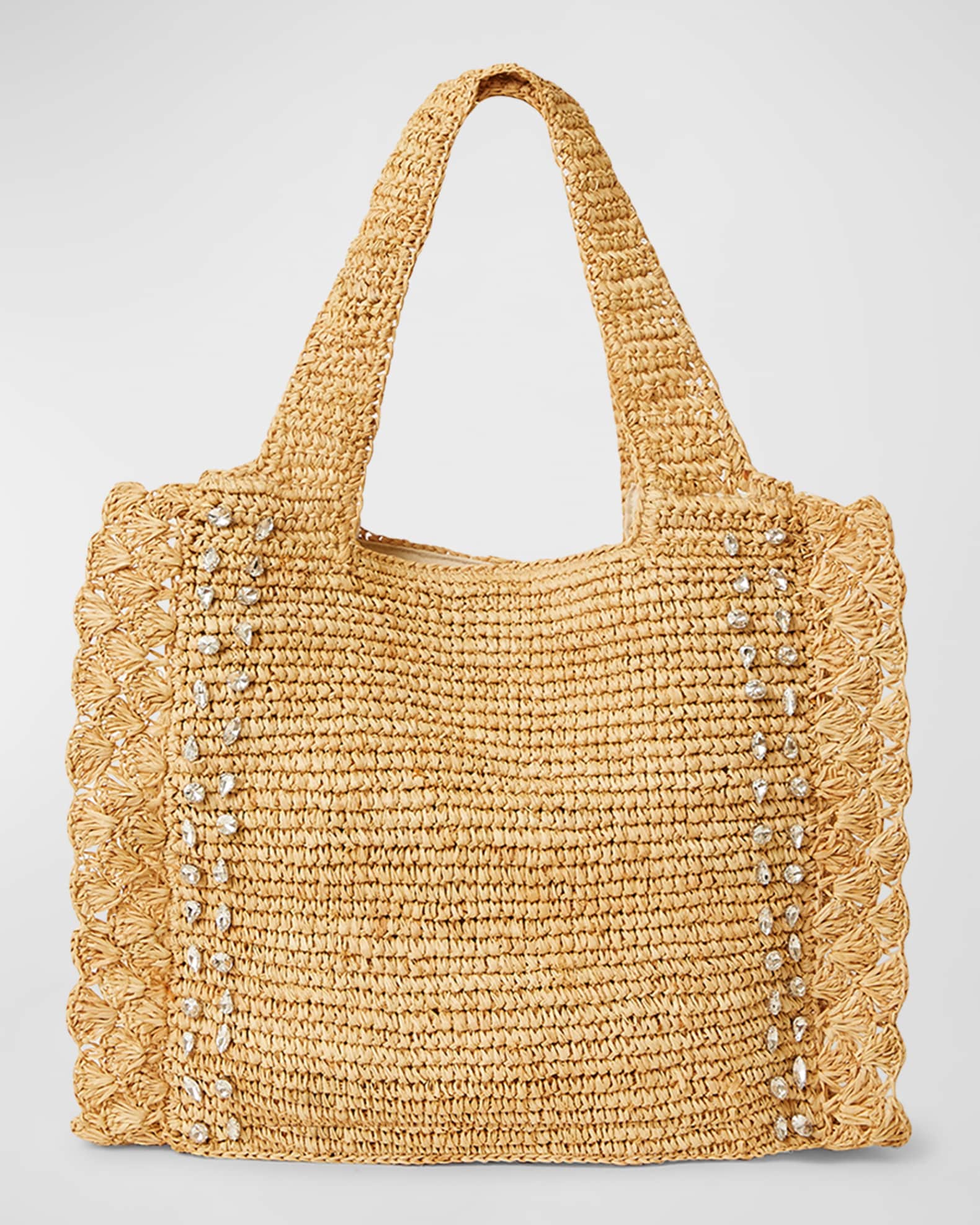 BTB Los Angeles Bardo Crystal Straw Tote Bag Neiman Marcus